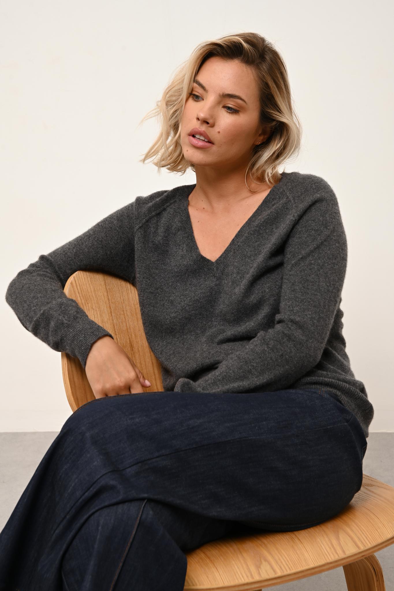 PHOEBE pull col v anthracite chiné