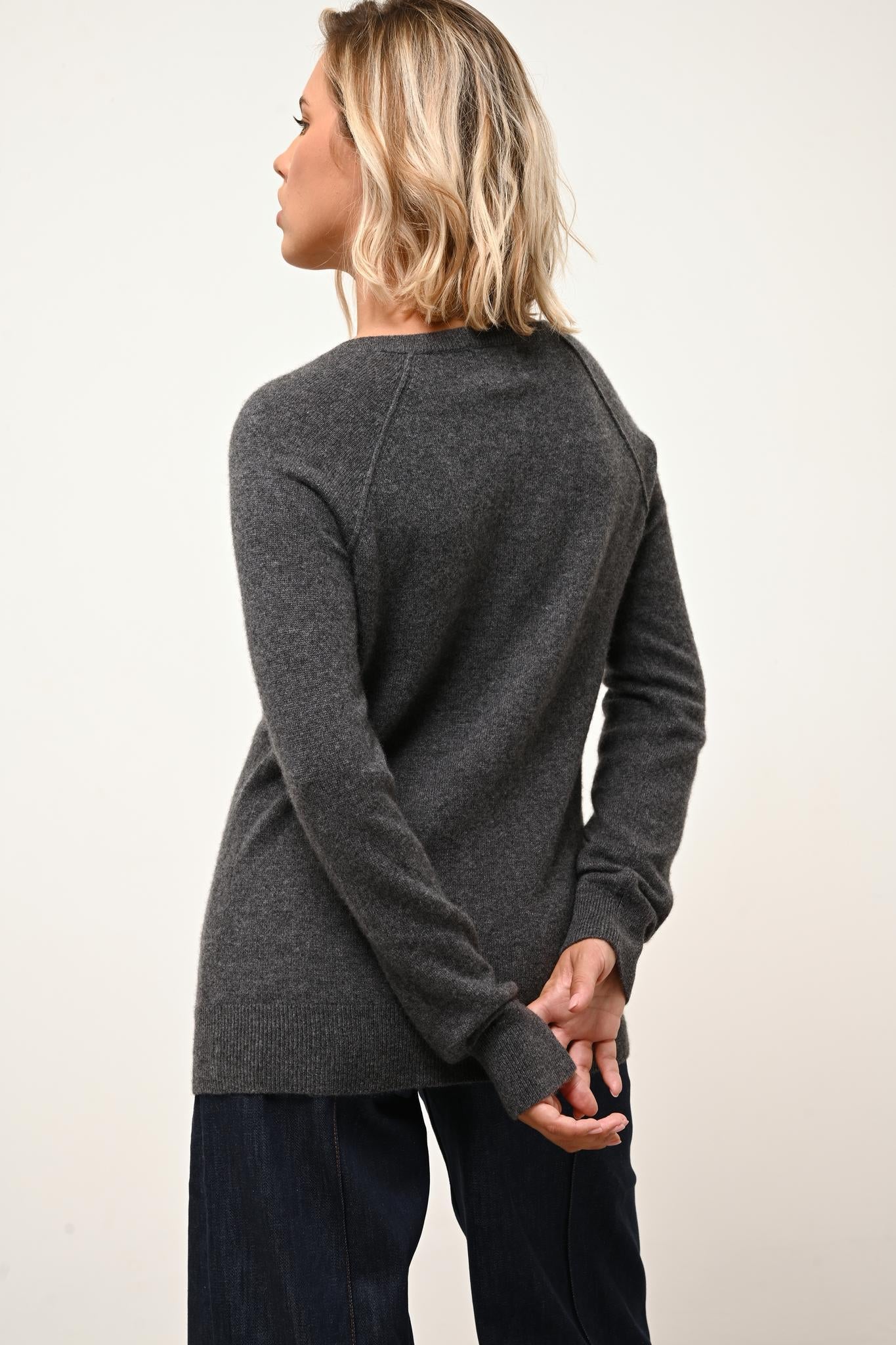 PHOEBE pull col v anthracite chiné