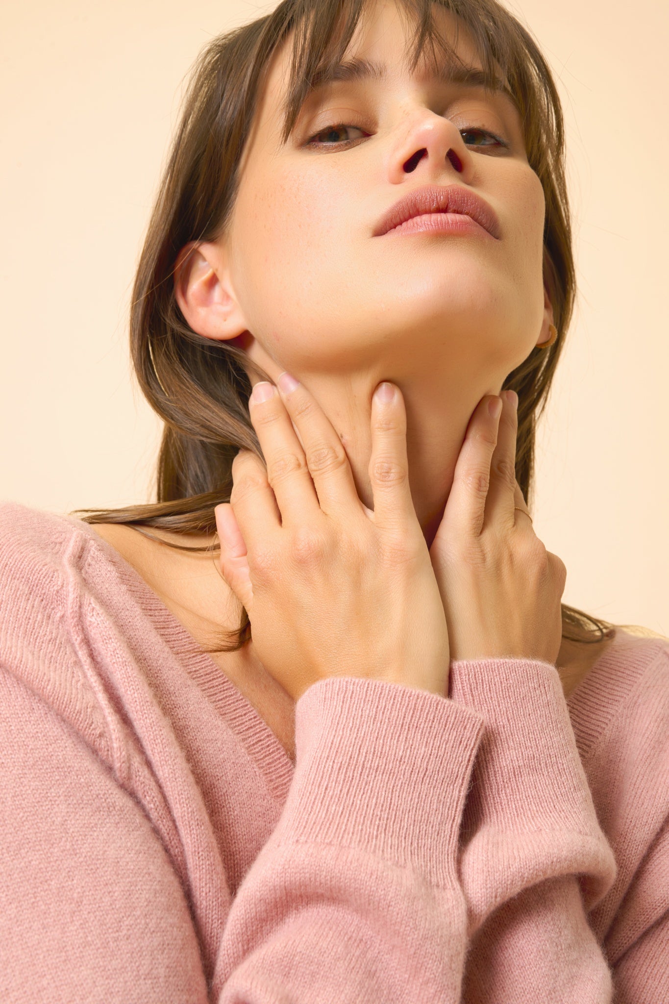 PHOEBE pull col v bois de rose