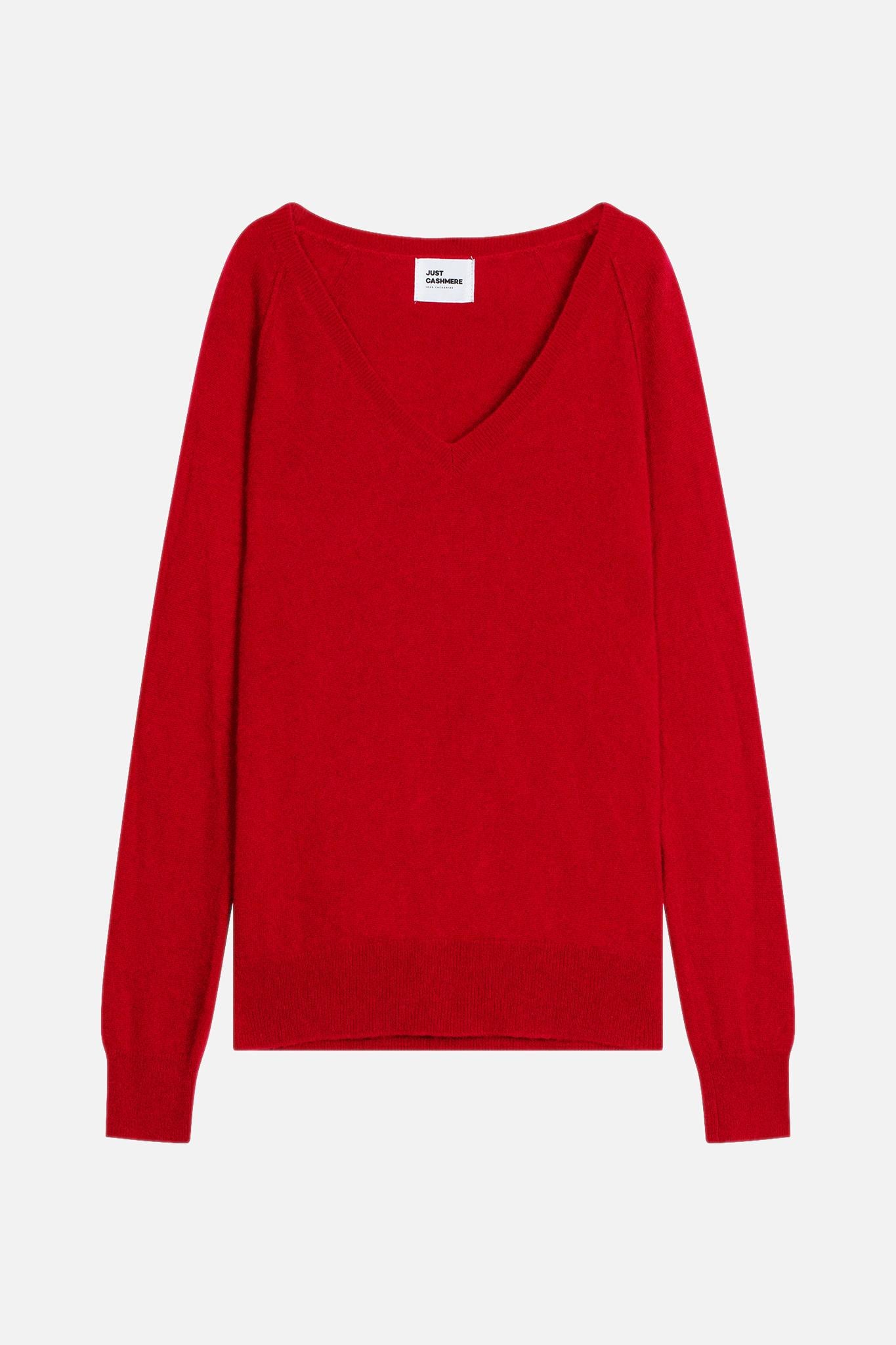 PHOEBE red v-neck sweater