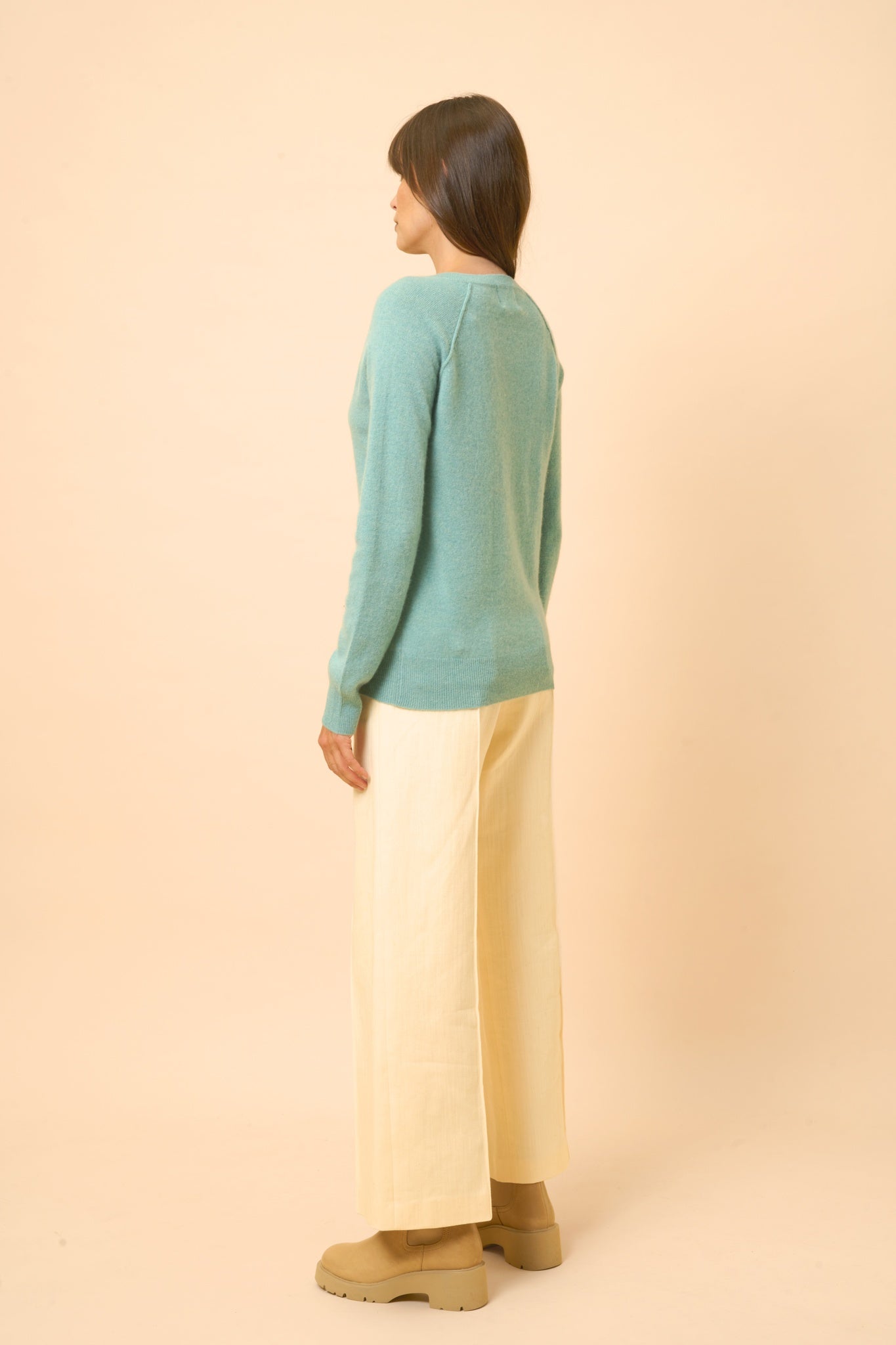 PHOEBE pull col v vert chiné