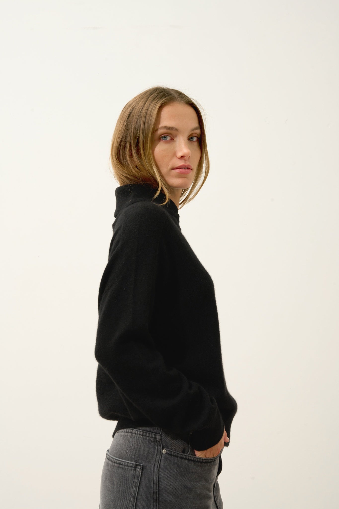 PIURA black cowl-neck sweater