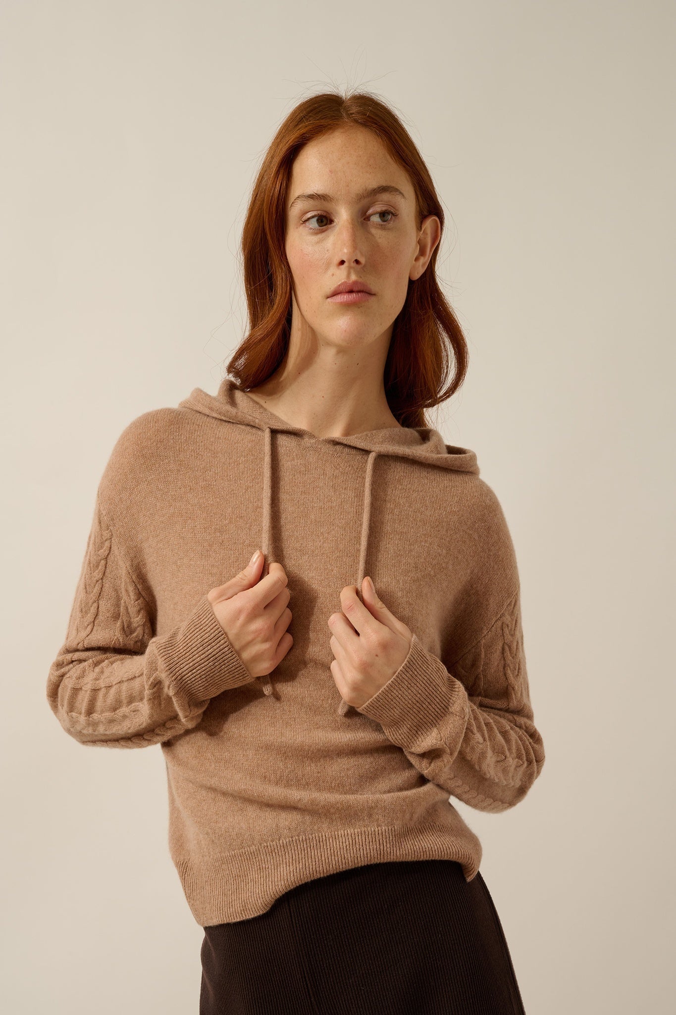 POLARA pull capuche camel chiné