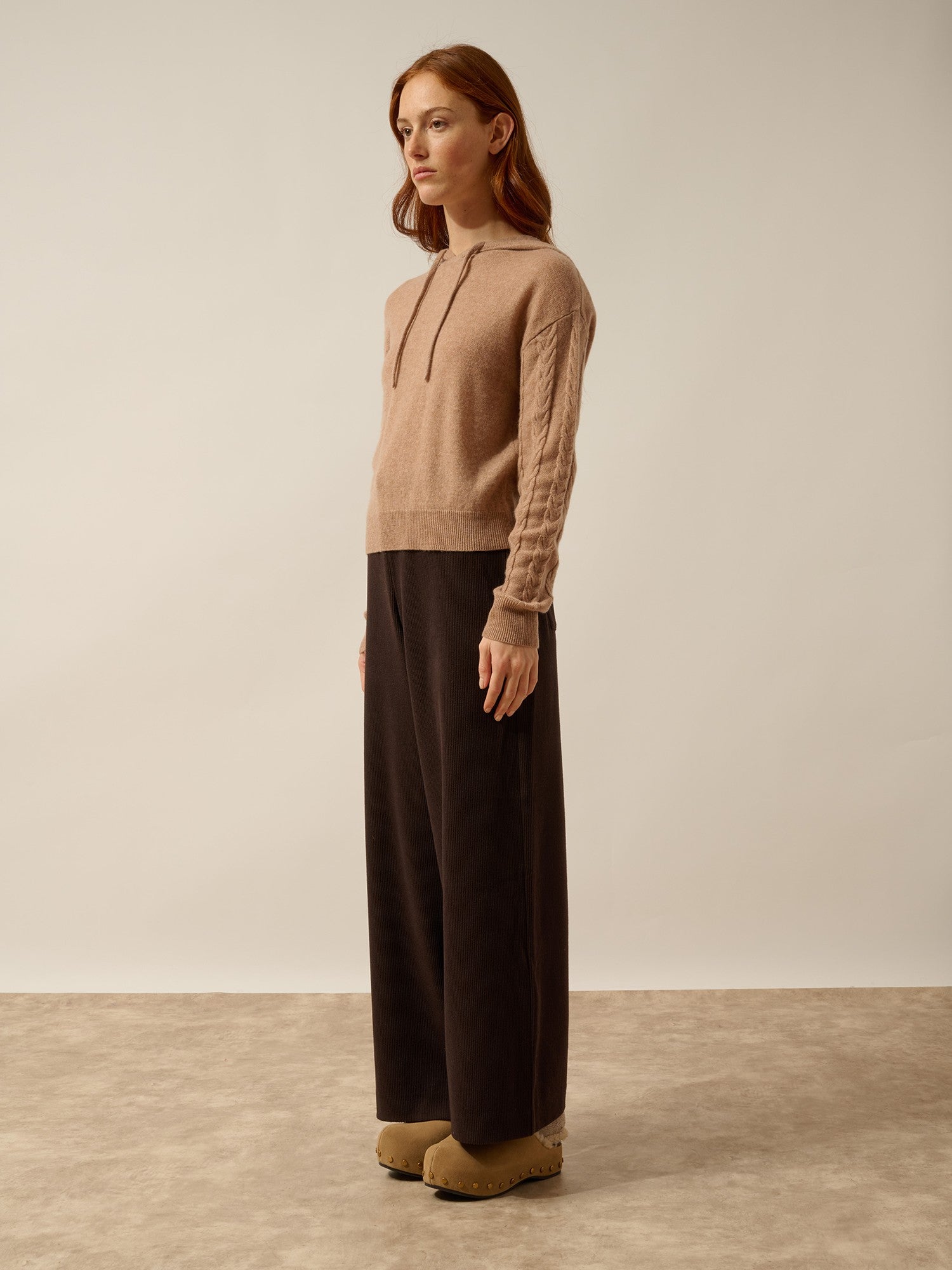 polara pull capuche camel chiné