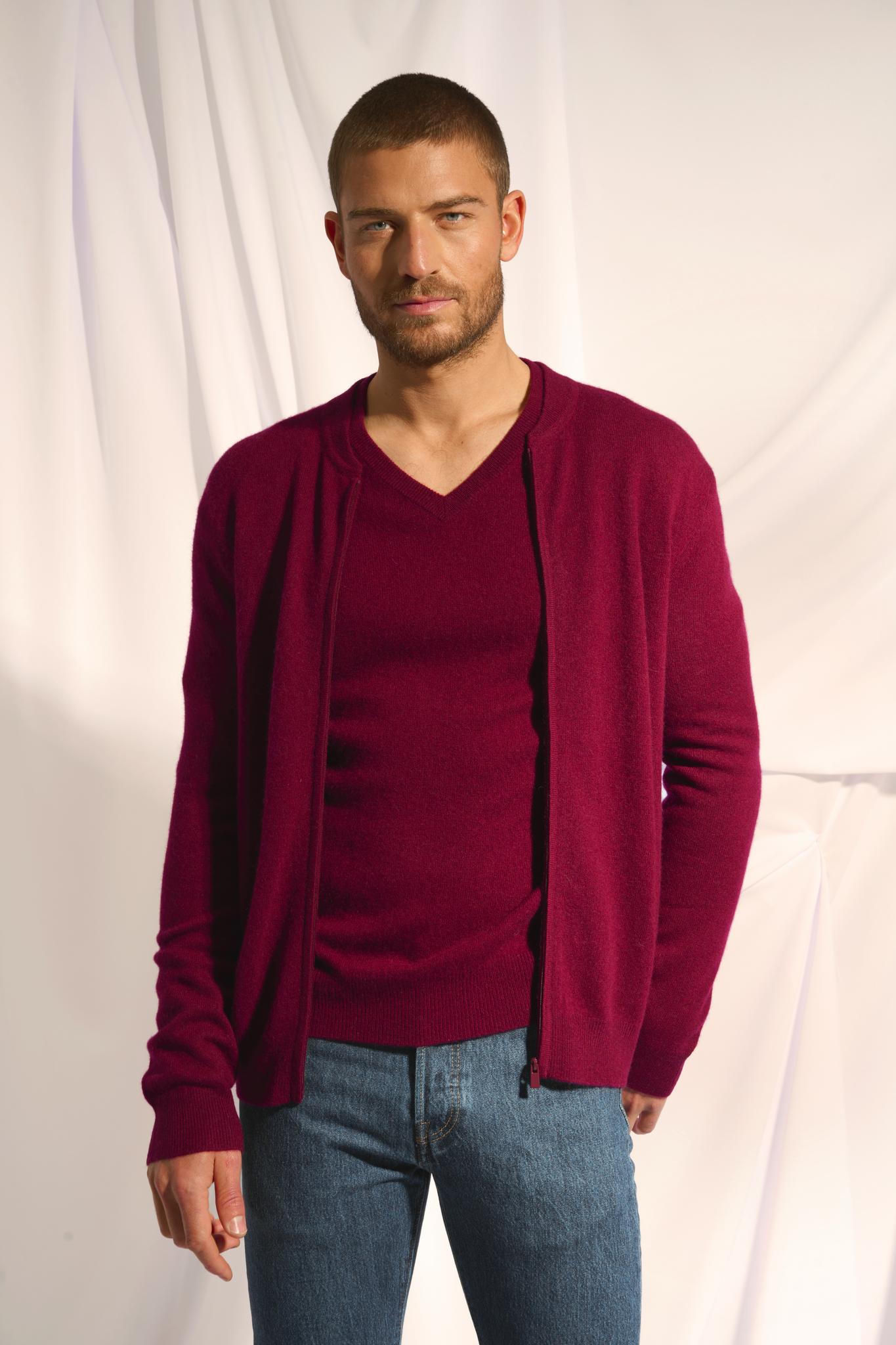 POLNOON gilet col mao bordeaux