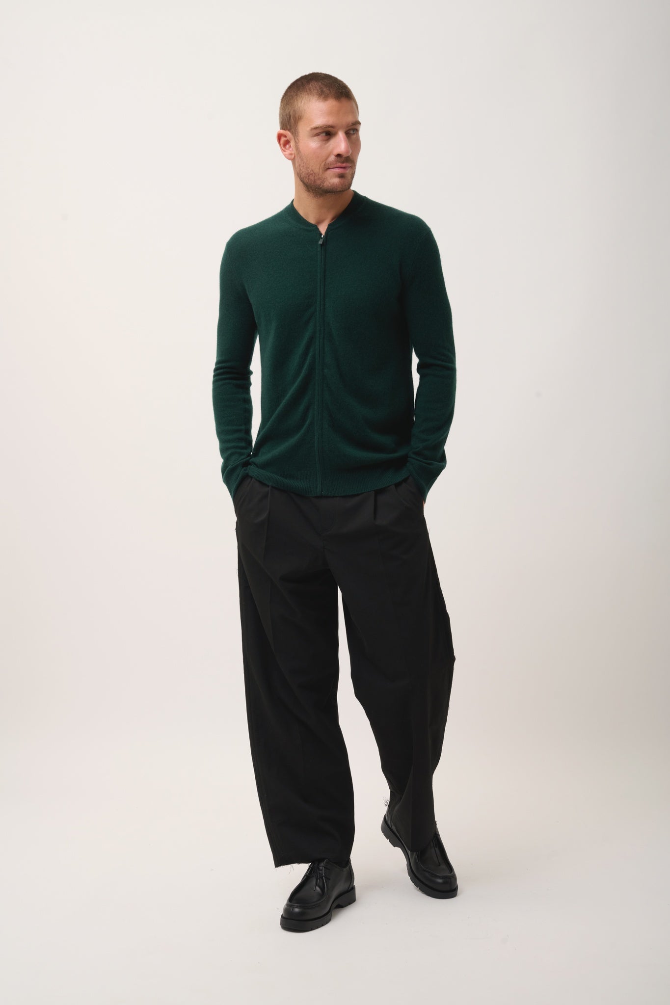 POLNOON gilet col mao cyprès