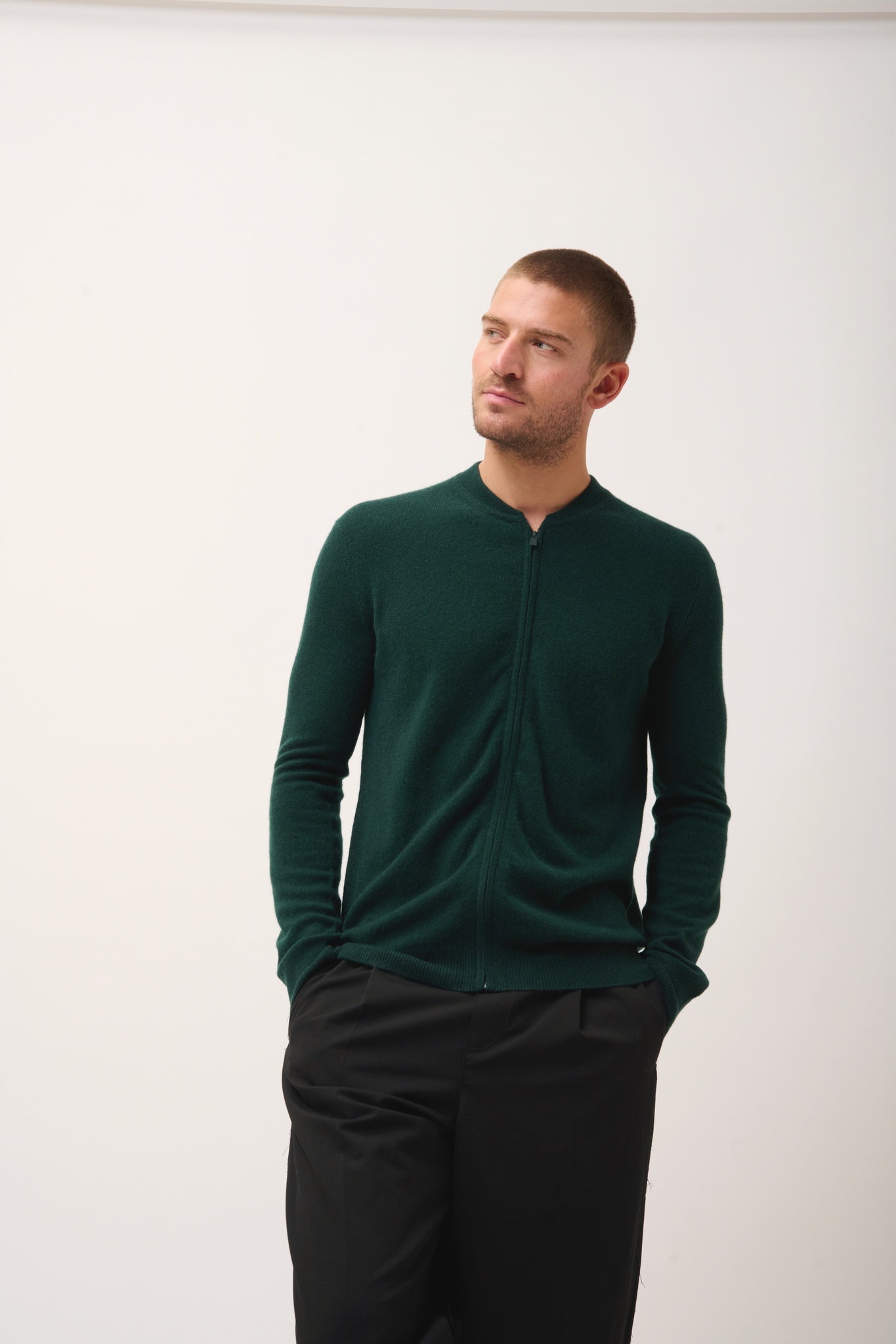 POLNOON gilet col mao cyprès