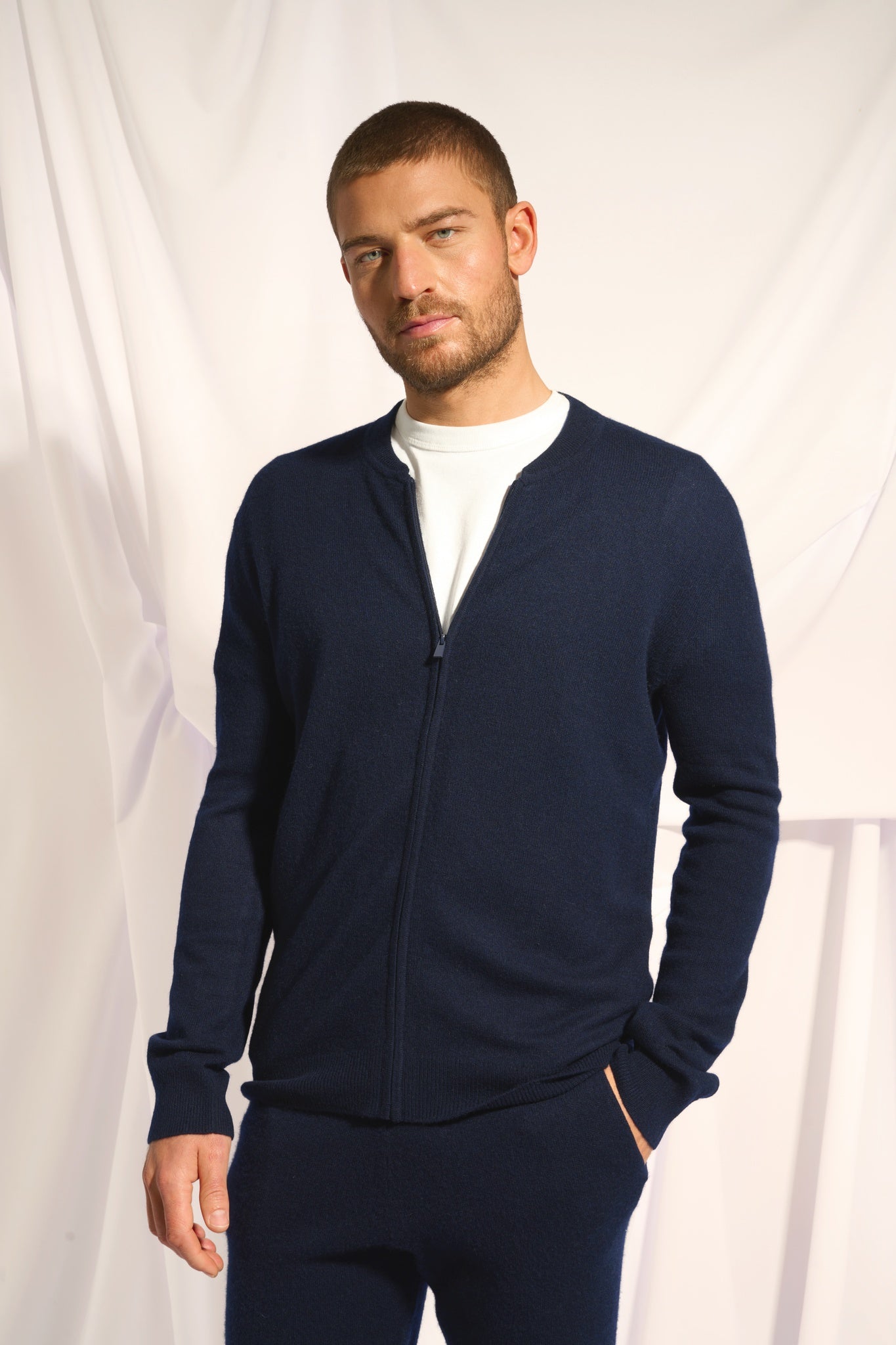 POLNOON gilet col mao navy