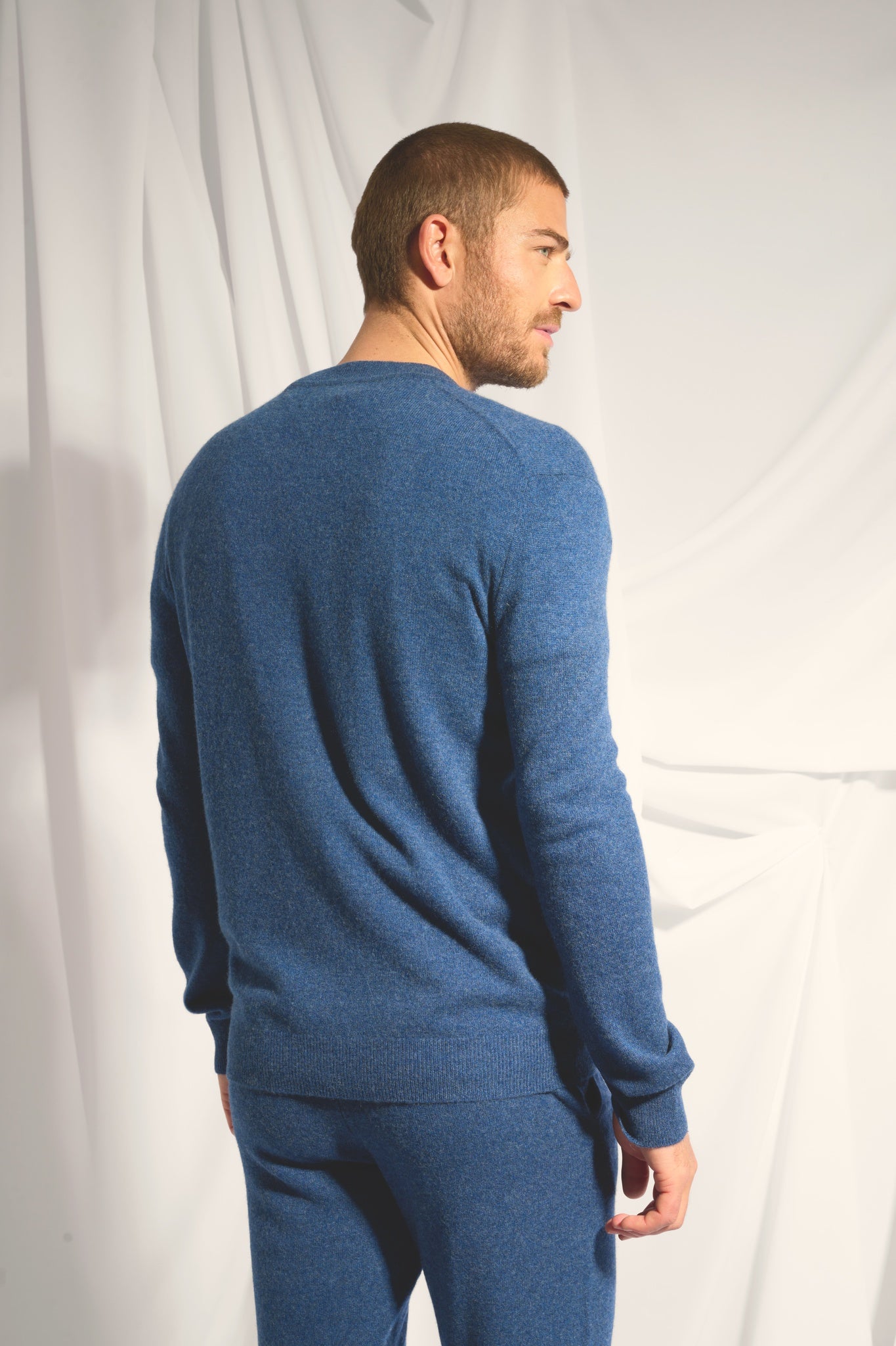 POLNOON gilet col mao ocean chiné