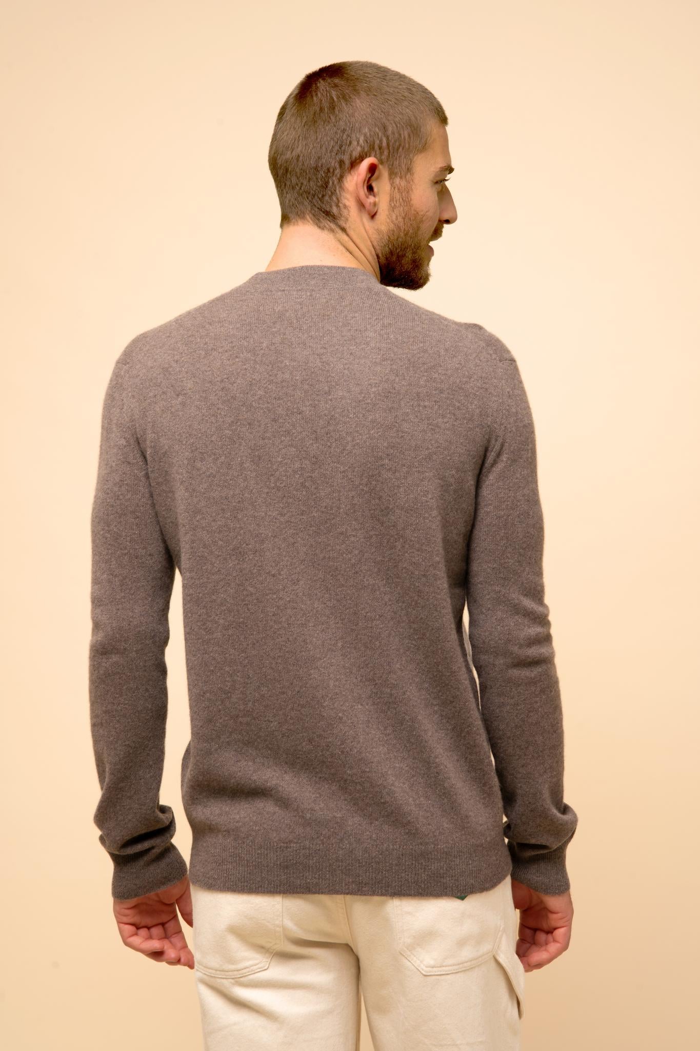 POLNOON gilet col mao taupe chiné