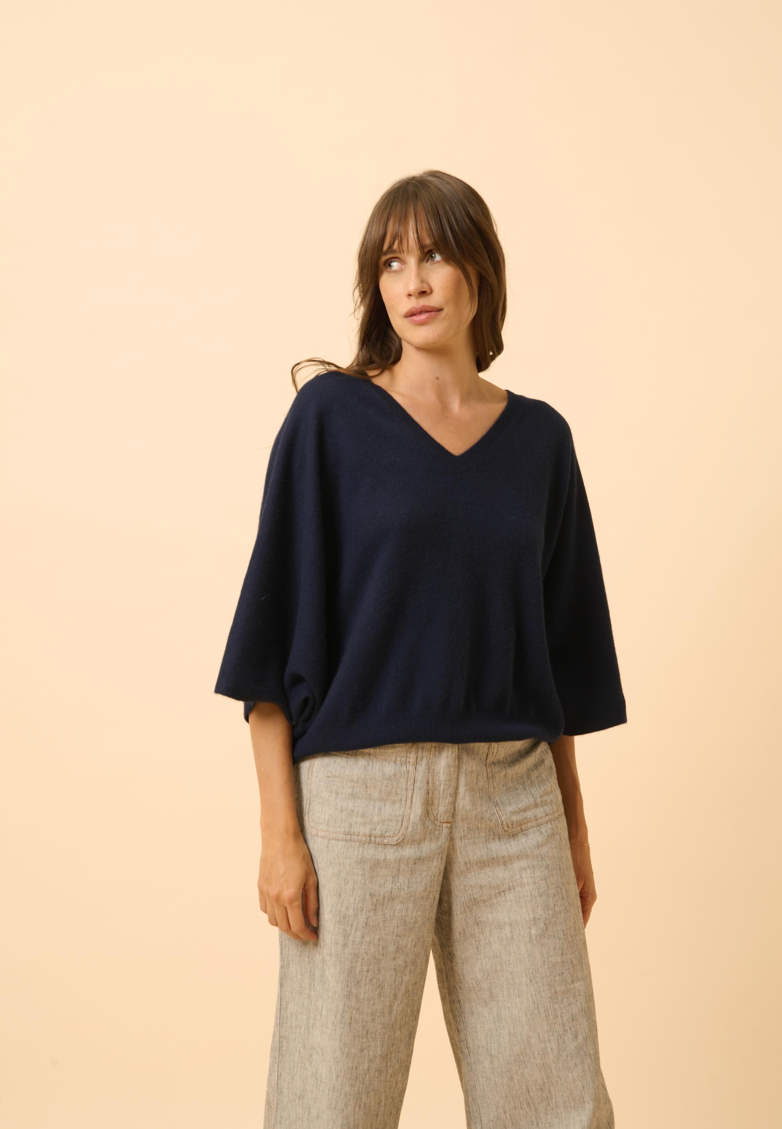 POLO pull col v navy