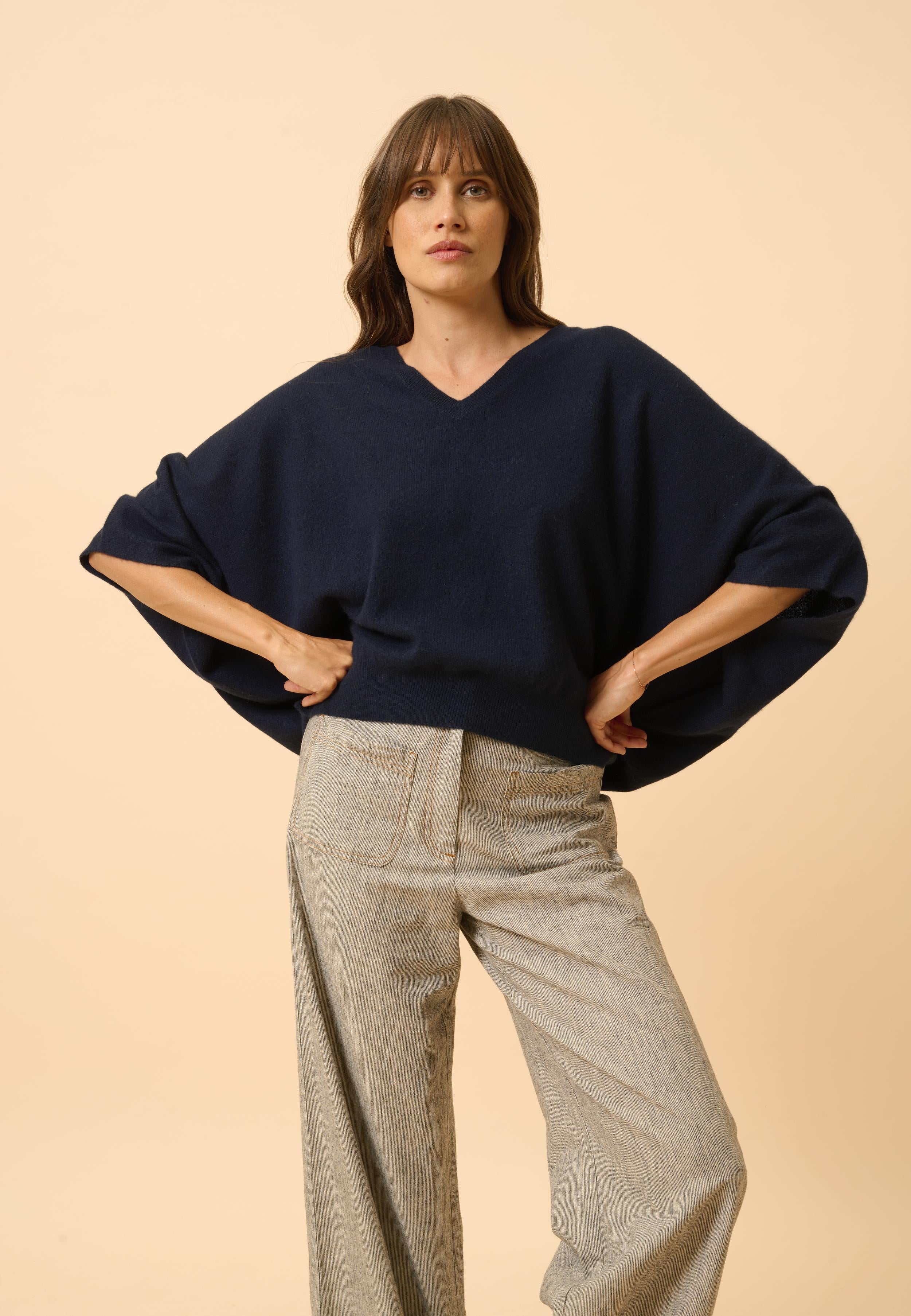 POLO pull col v navy