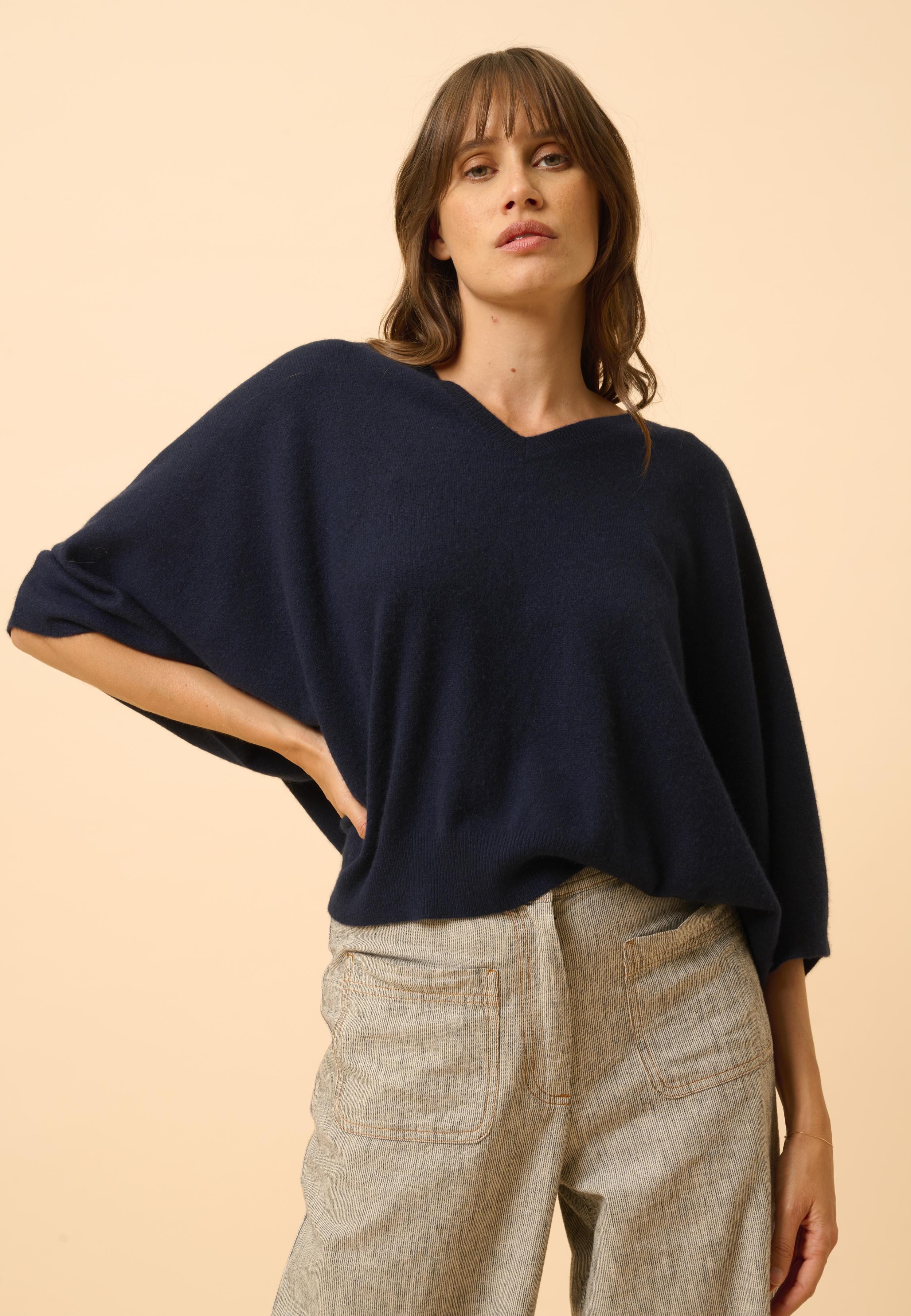 POLO pull col v navy