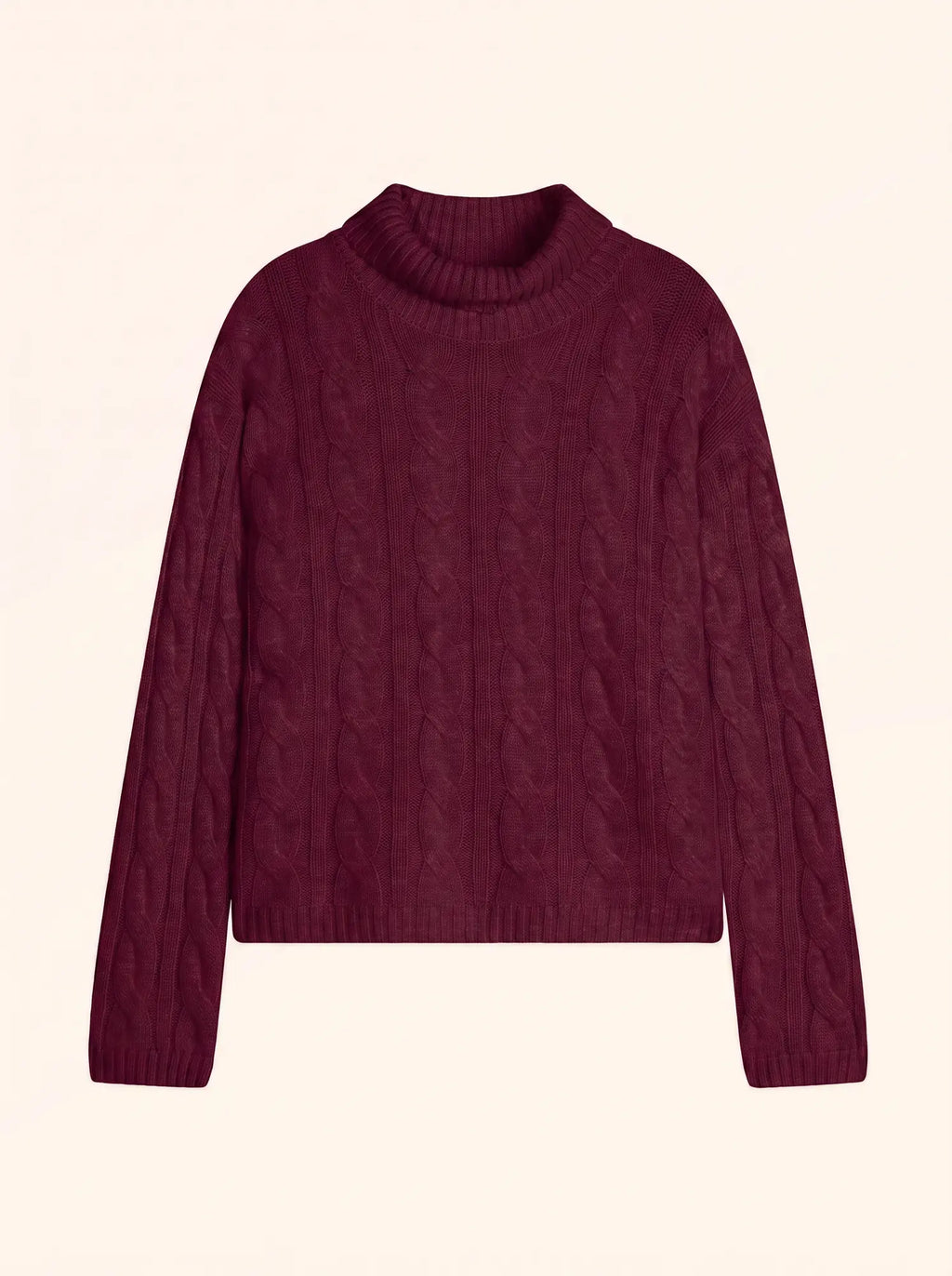 ALESSIA Pull Col Roulé 6 Fils Bordeaux