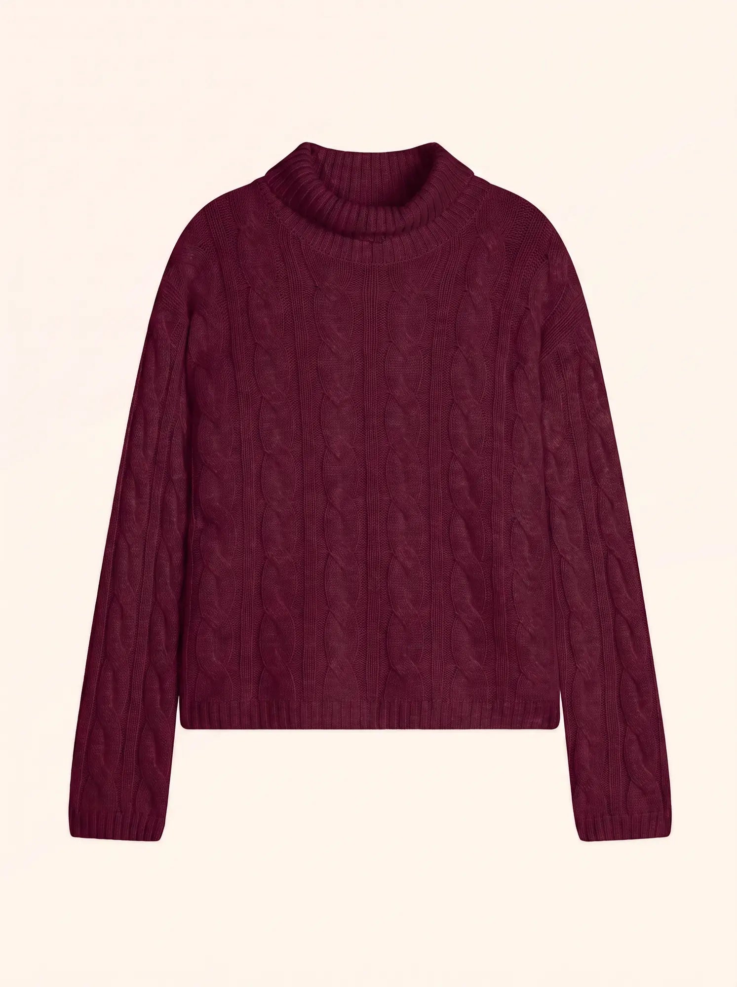 ALESSIA Pull Col Roulé 6 Fils Bordeaux