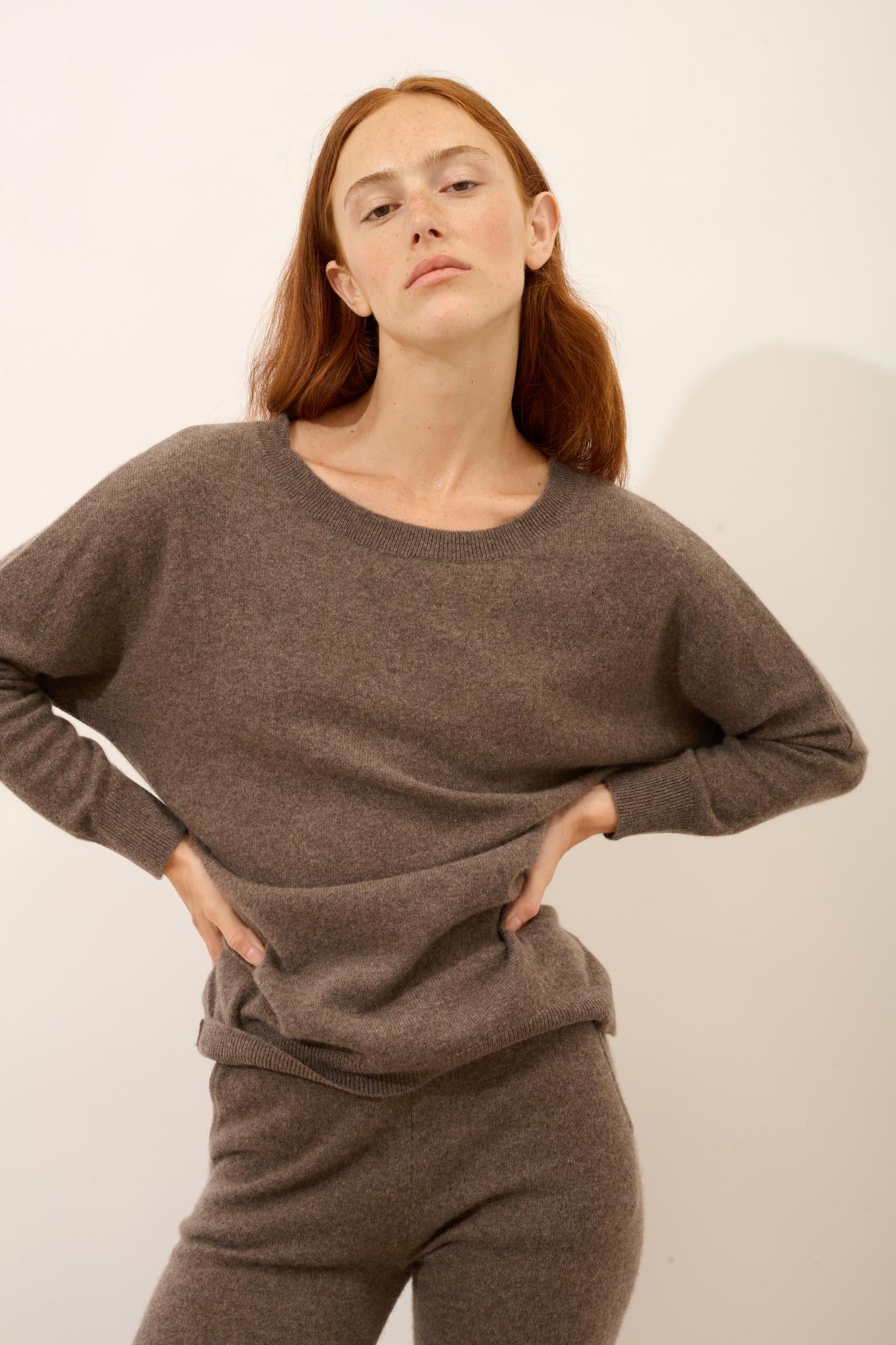 REBECCA taupe mottled sweater
