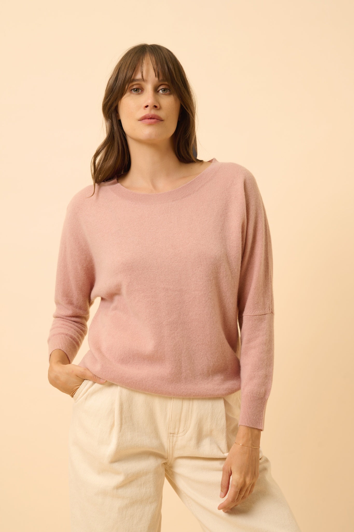 REBECCA pull col rond bois de rose