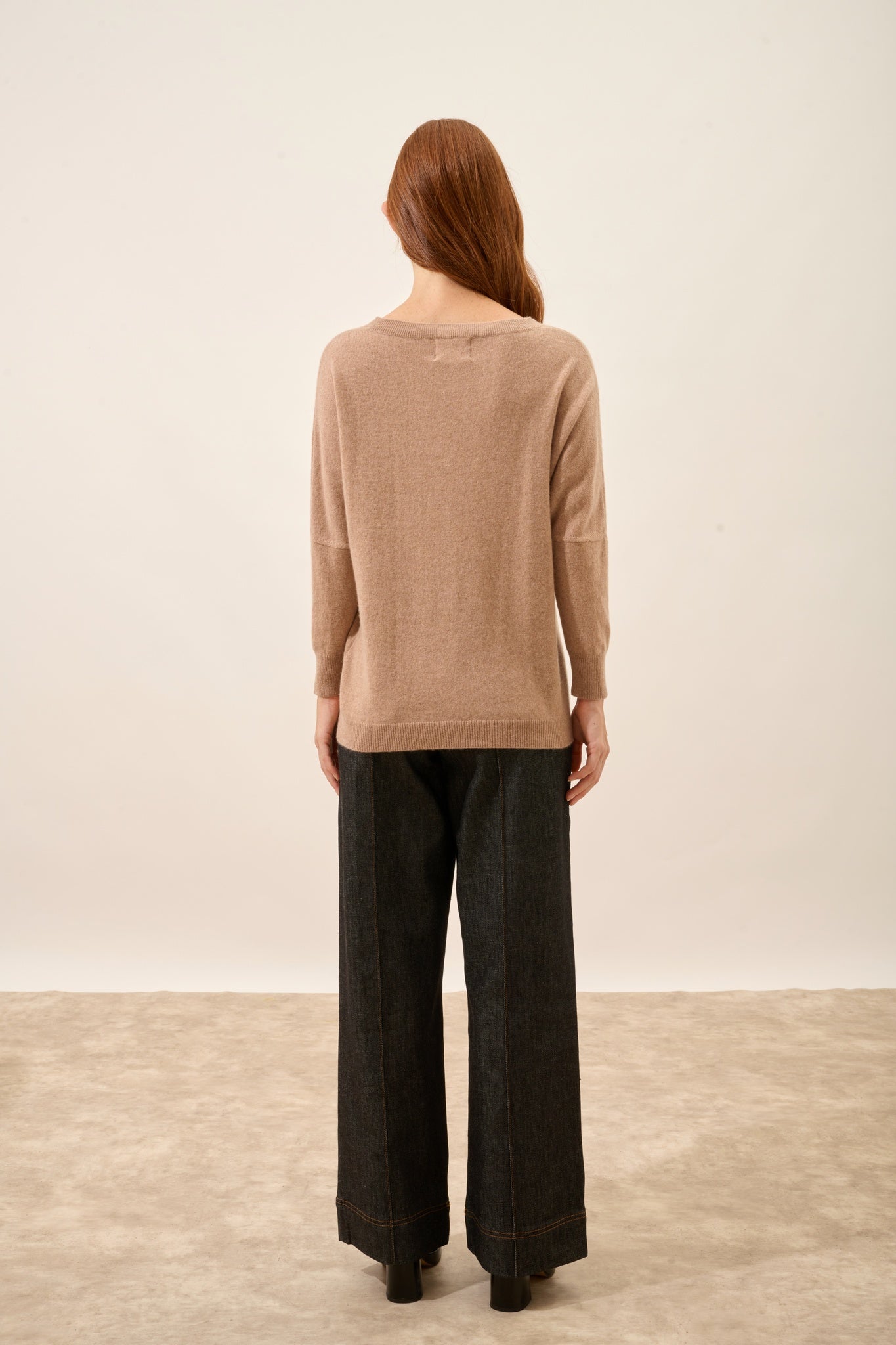 REBECCA pull col rond camel chiné