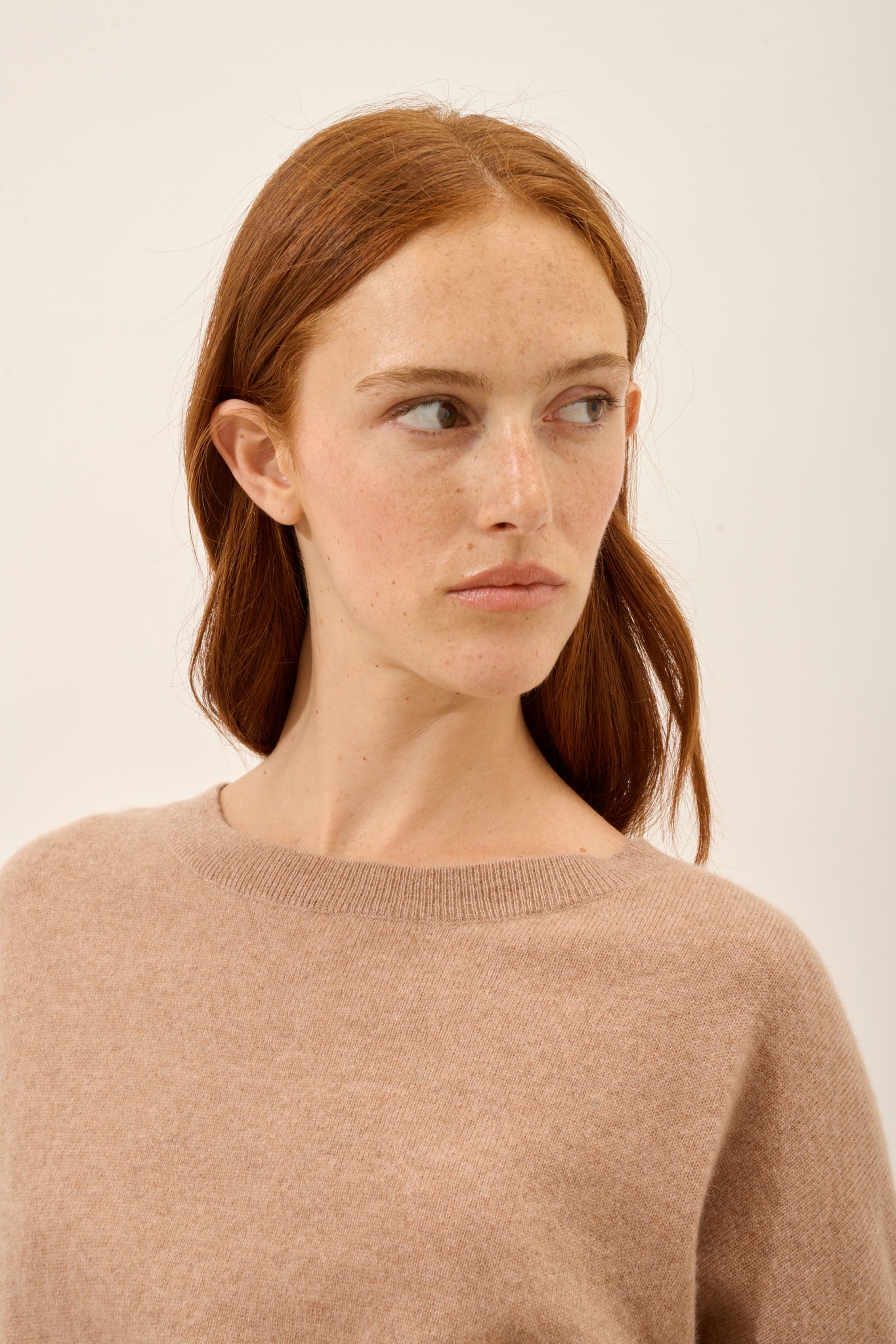 REBECCA pull col rond camel chiné