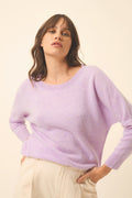 REBECCA pull col rond mauve chiné