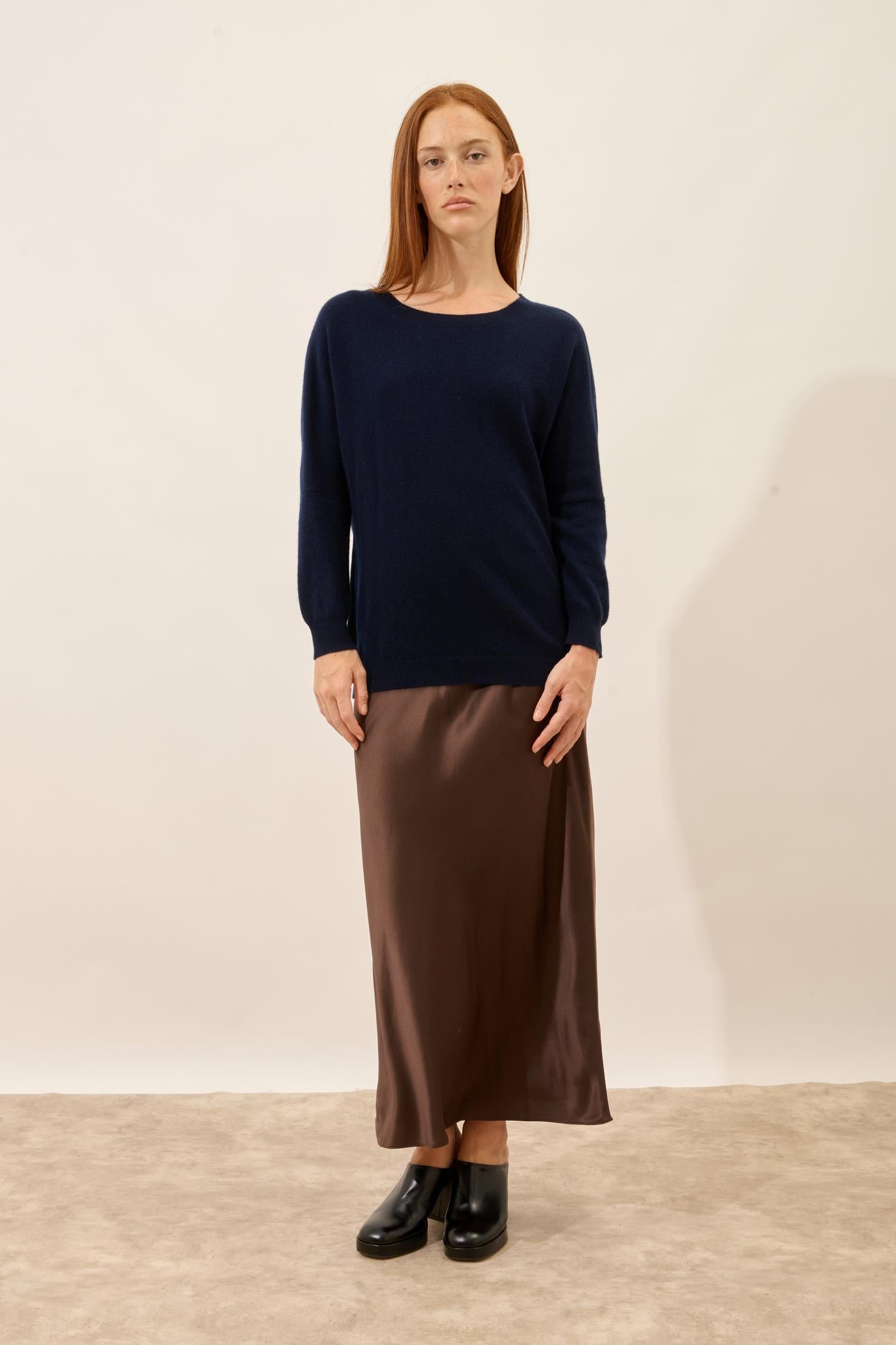REBECCA pull col rond navy