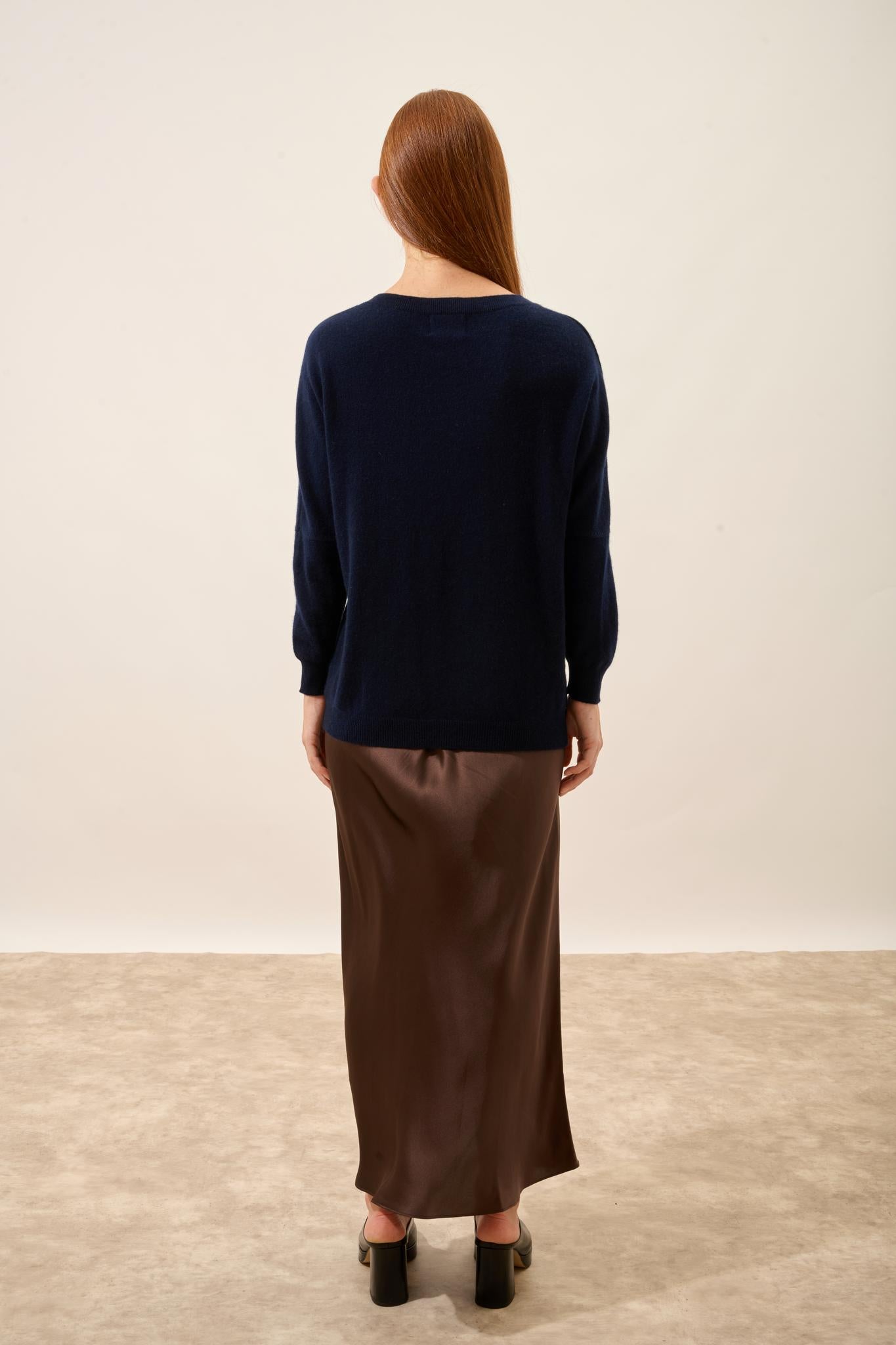 REBECCA navy round-neck sweater