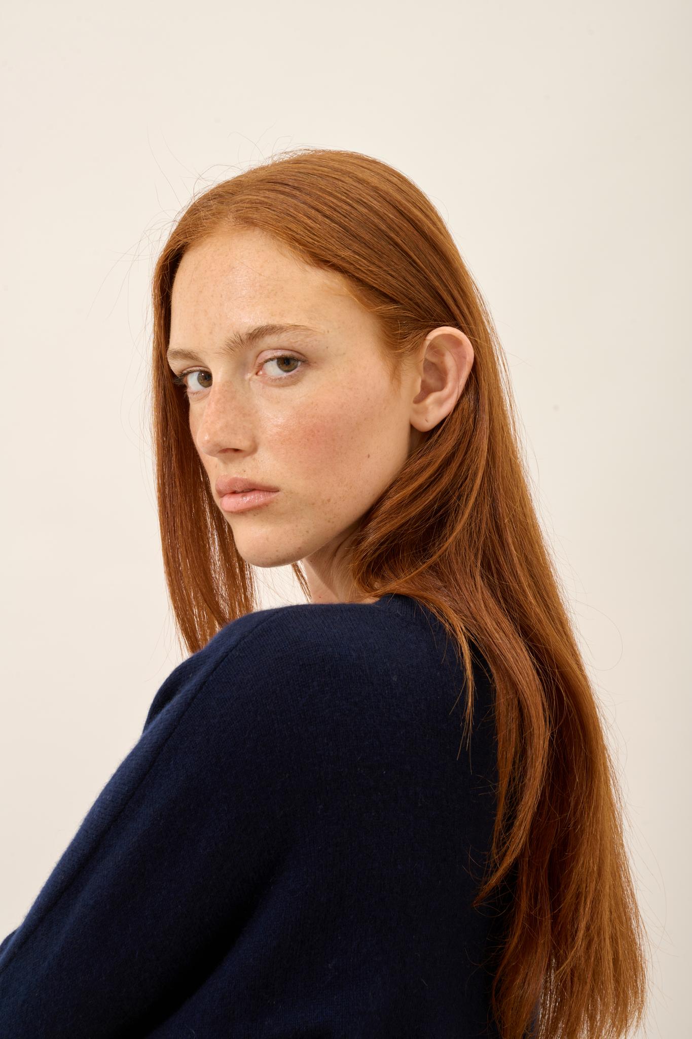 REBECCA navy round-neck sweater