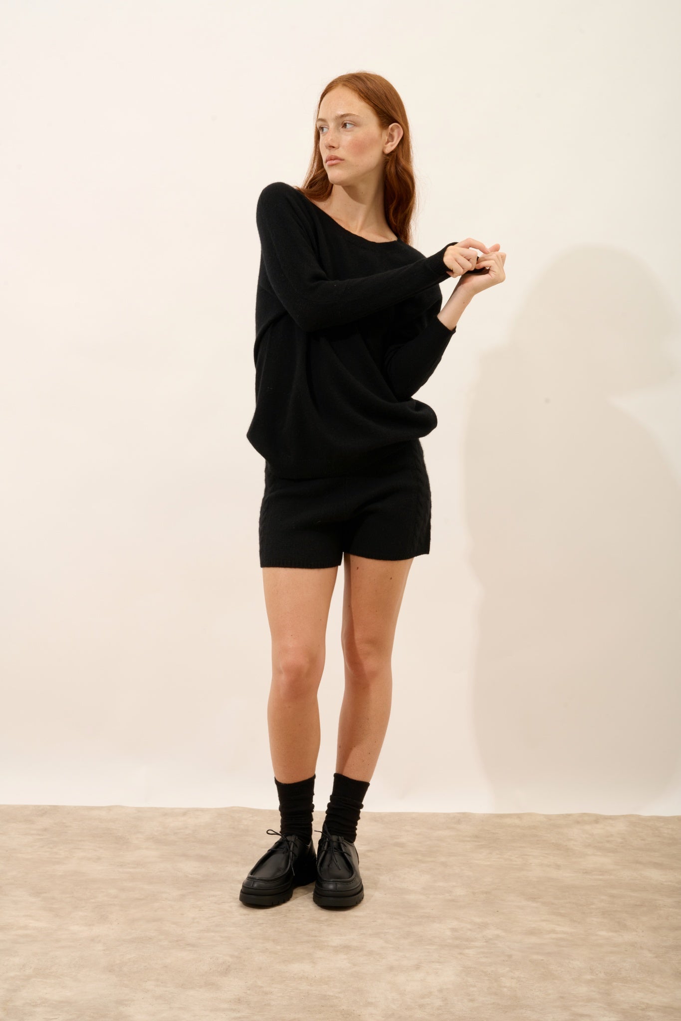 REBECCA black round-neck sweater