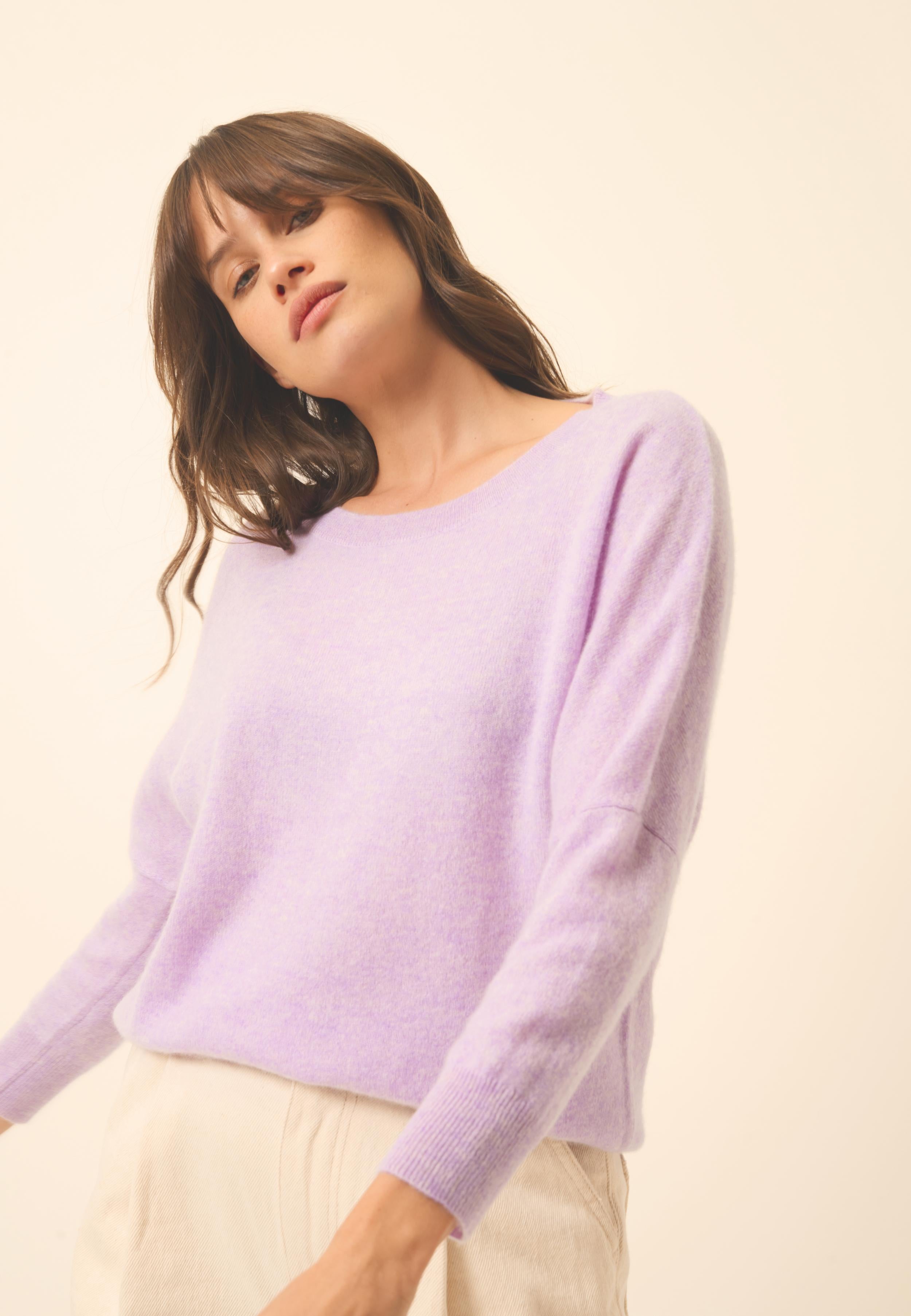 REBECCA pull mauve chiné