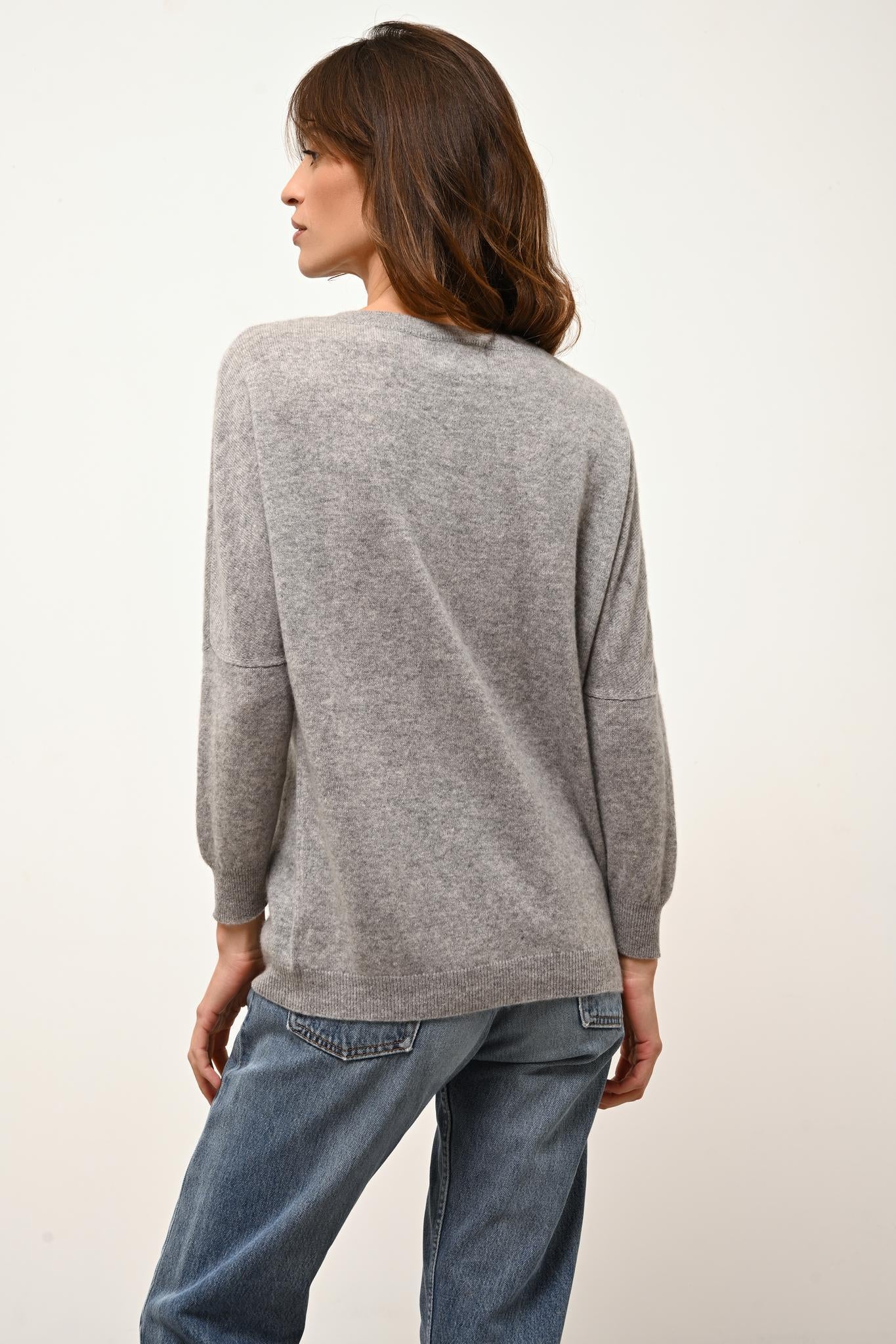 REBECCA pull col rond nuage chiné