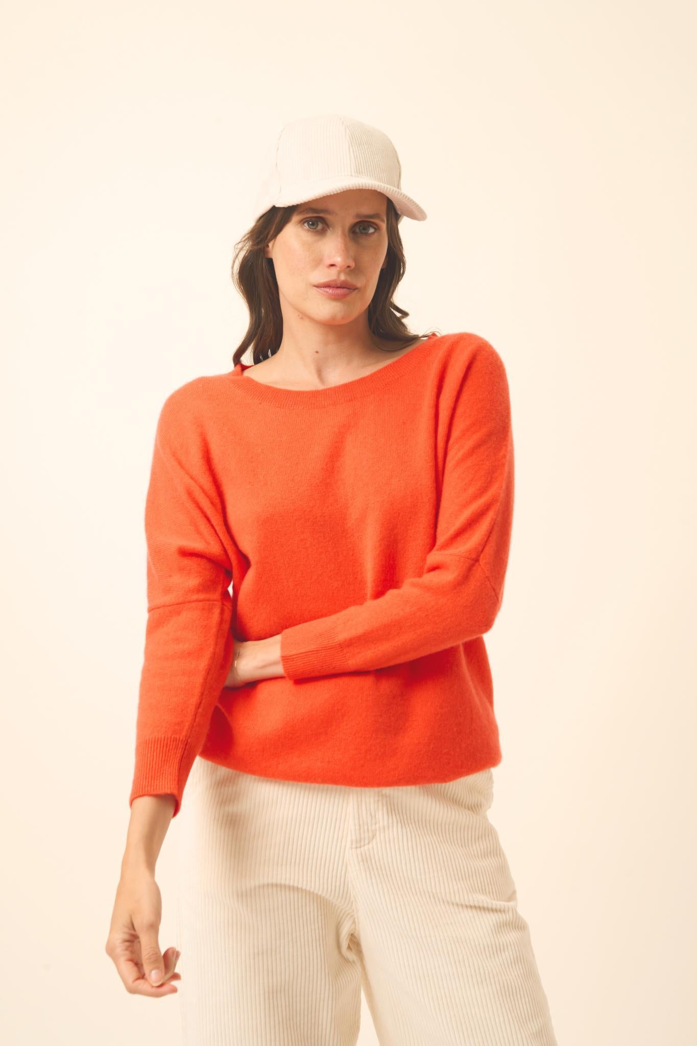 REBECCA pull col rond orange