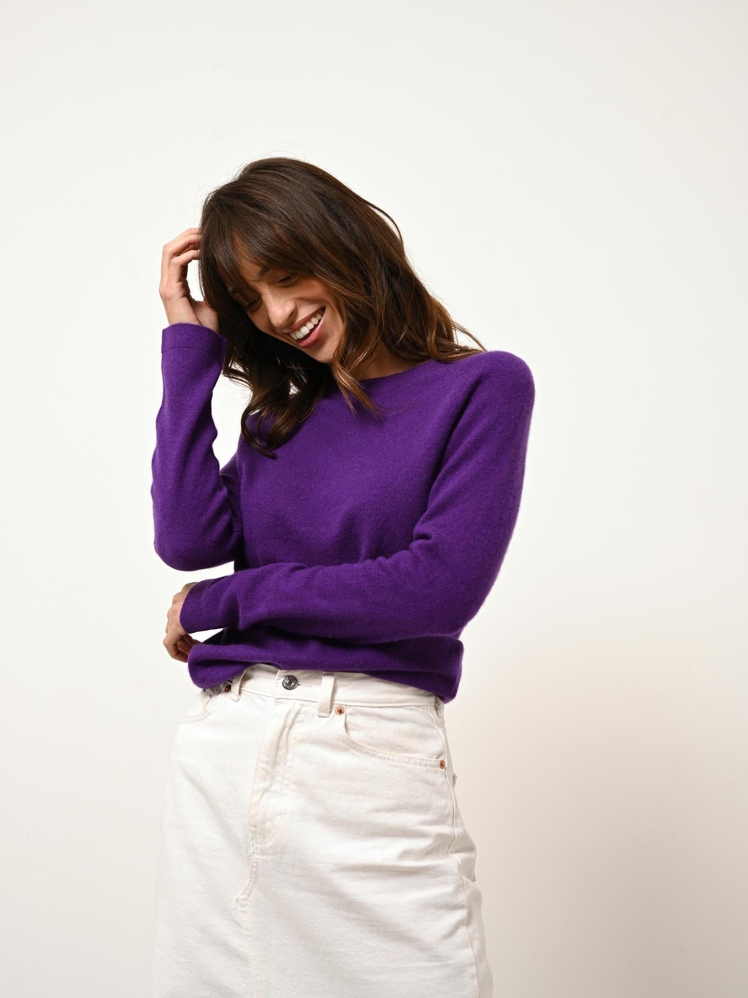 REBECCA pull col rond violette