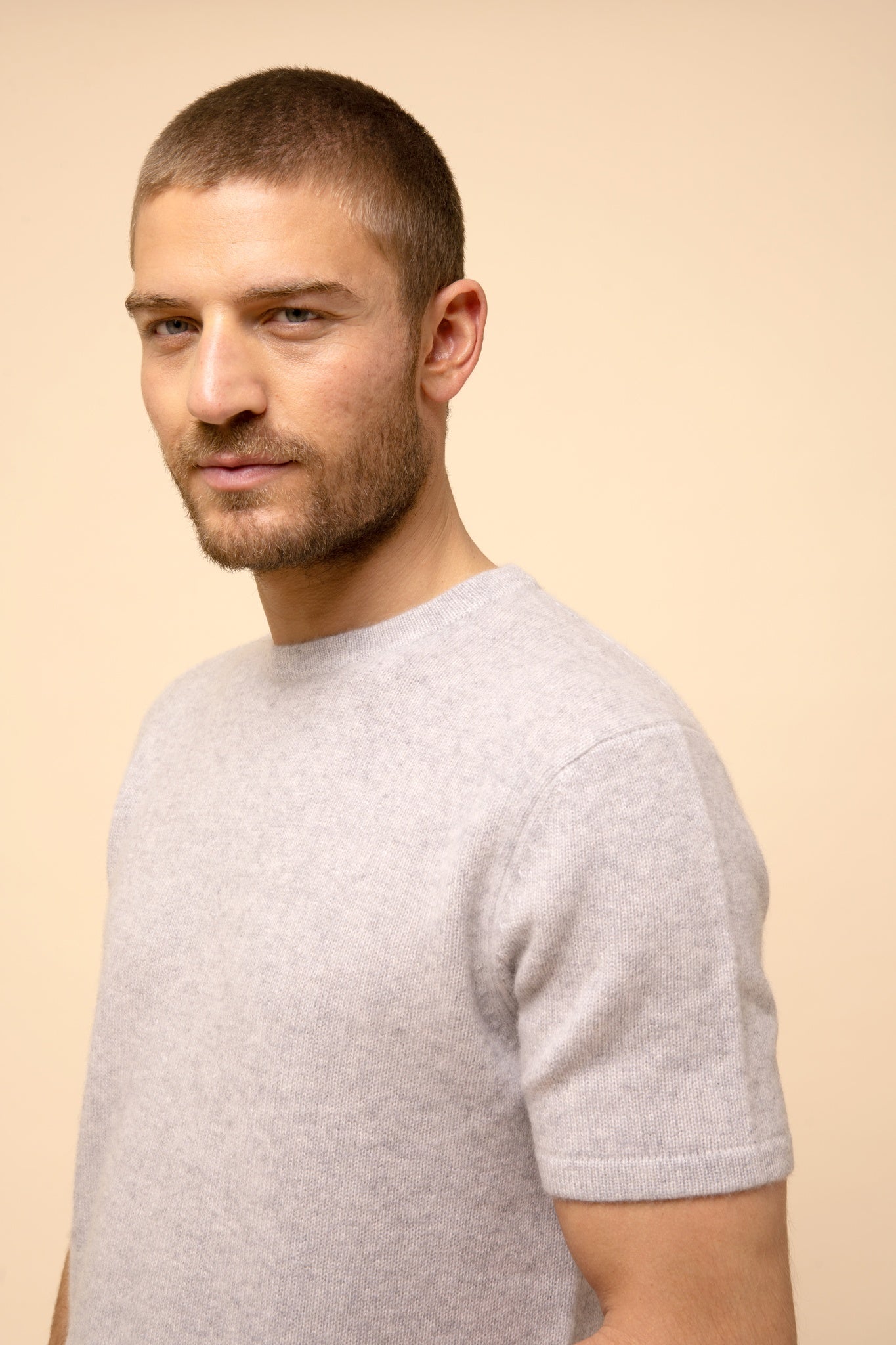 REBEKA t-shirt round neck light grey mottled