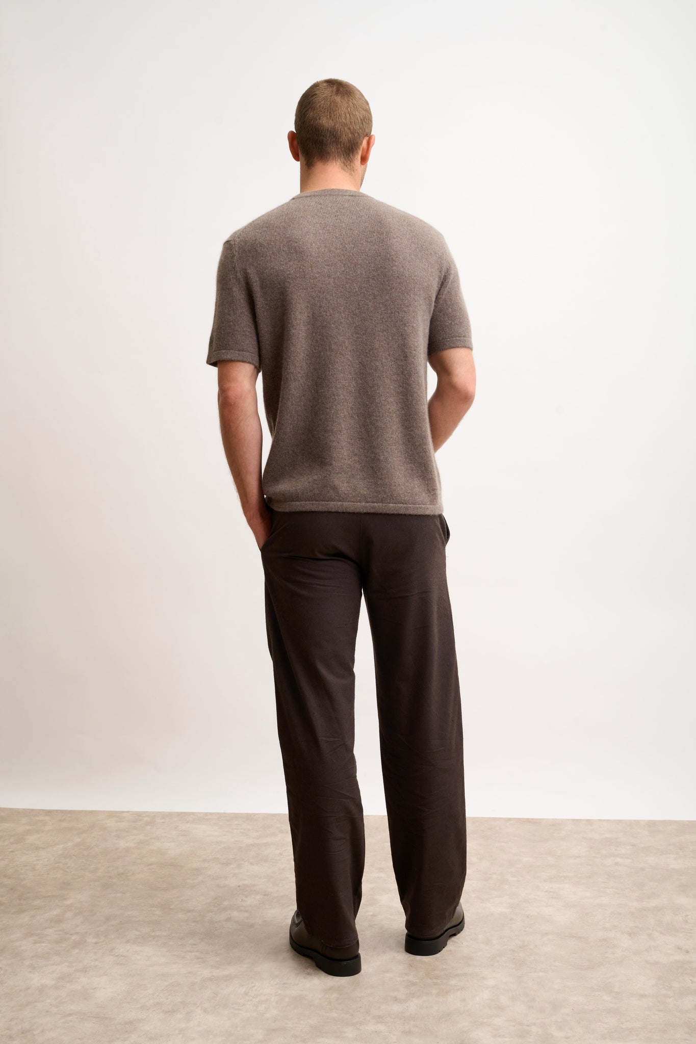 REBEKA round neck t-shirt in taupe heather