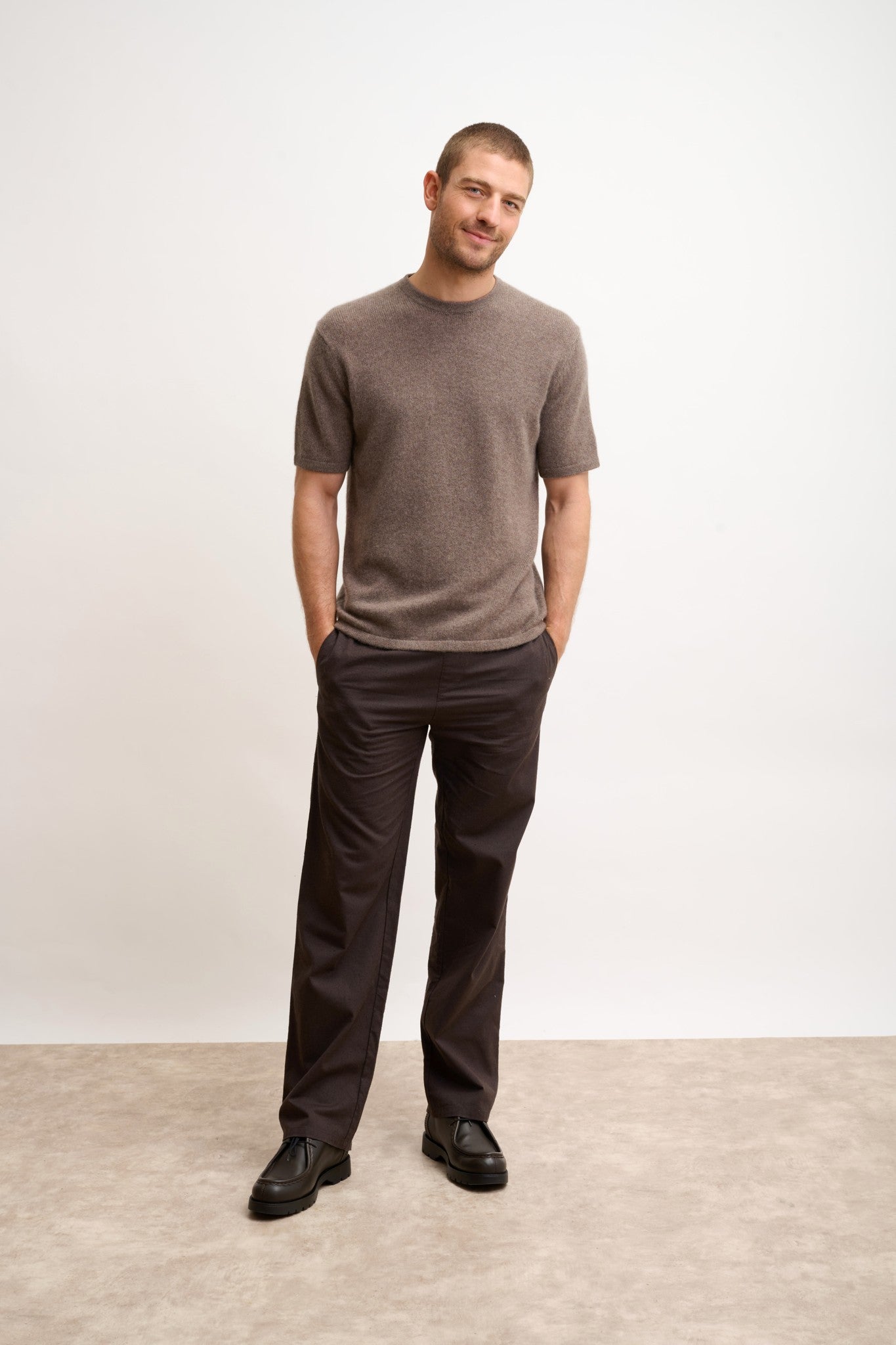 rebeka t-shirt col rond taupe chiné