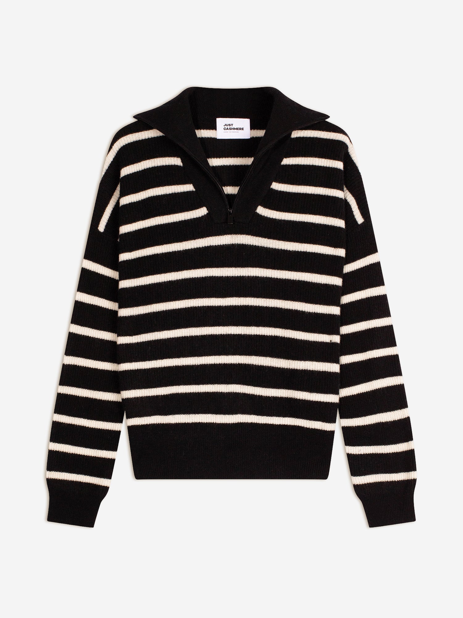 ROBINE two-tone black/ivory trucker sweater