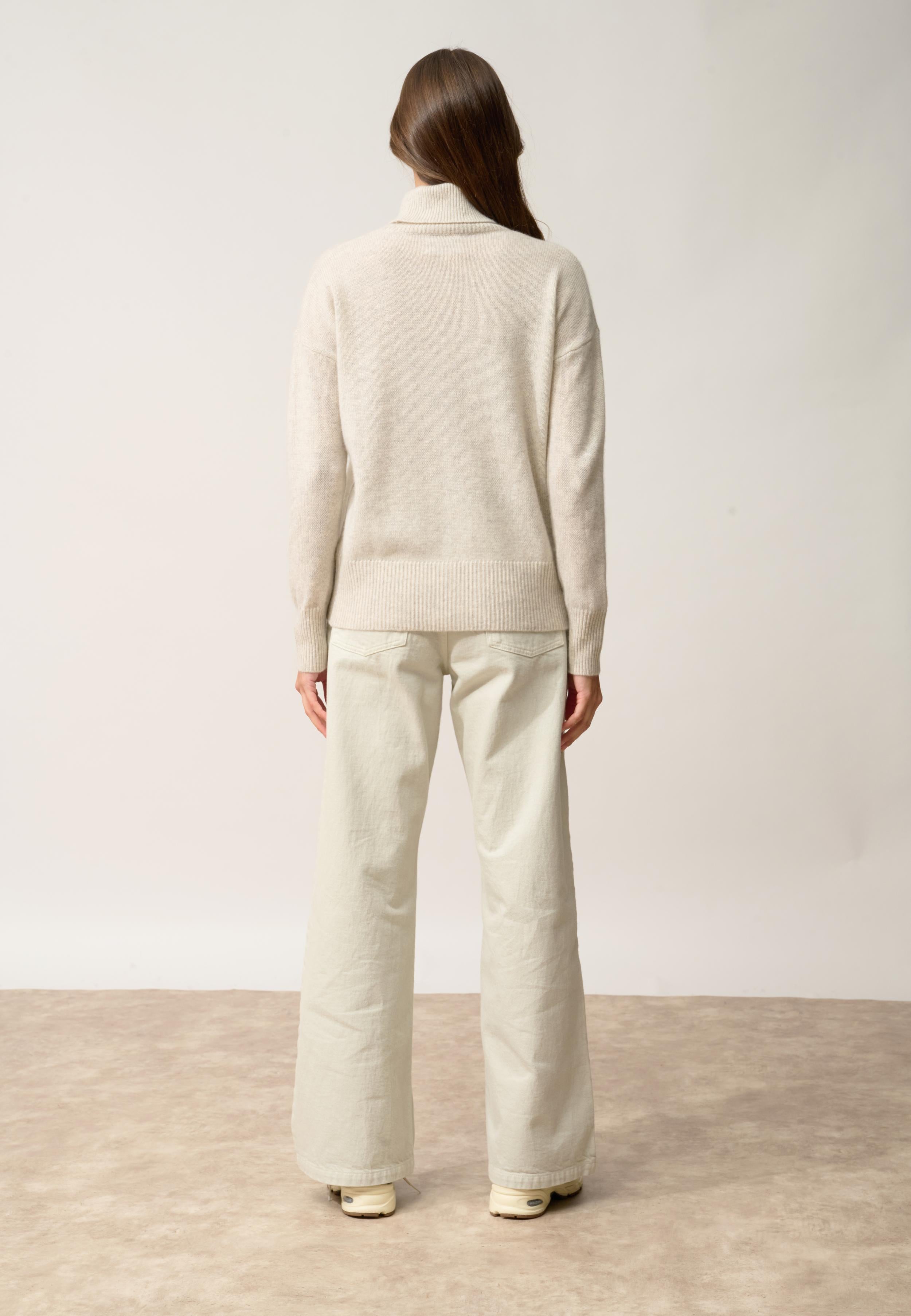 ROMANE pull col roulé gris perle chiné