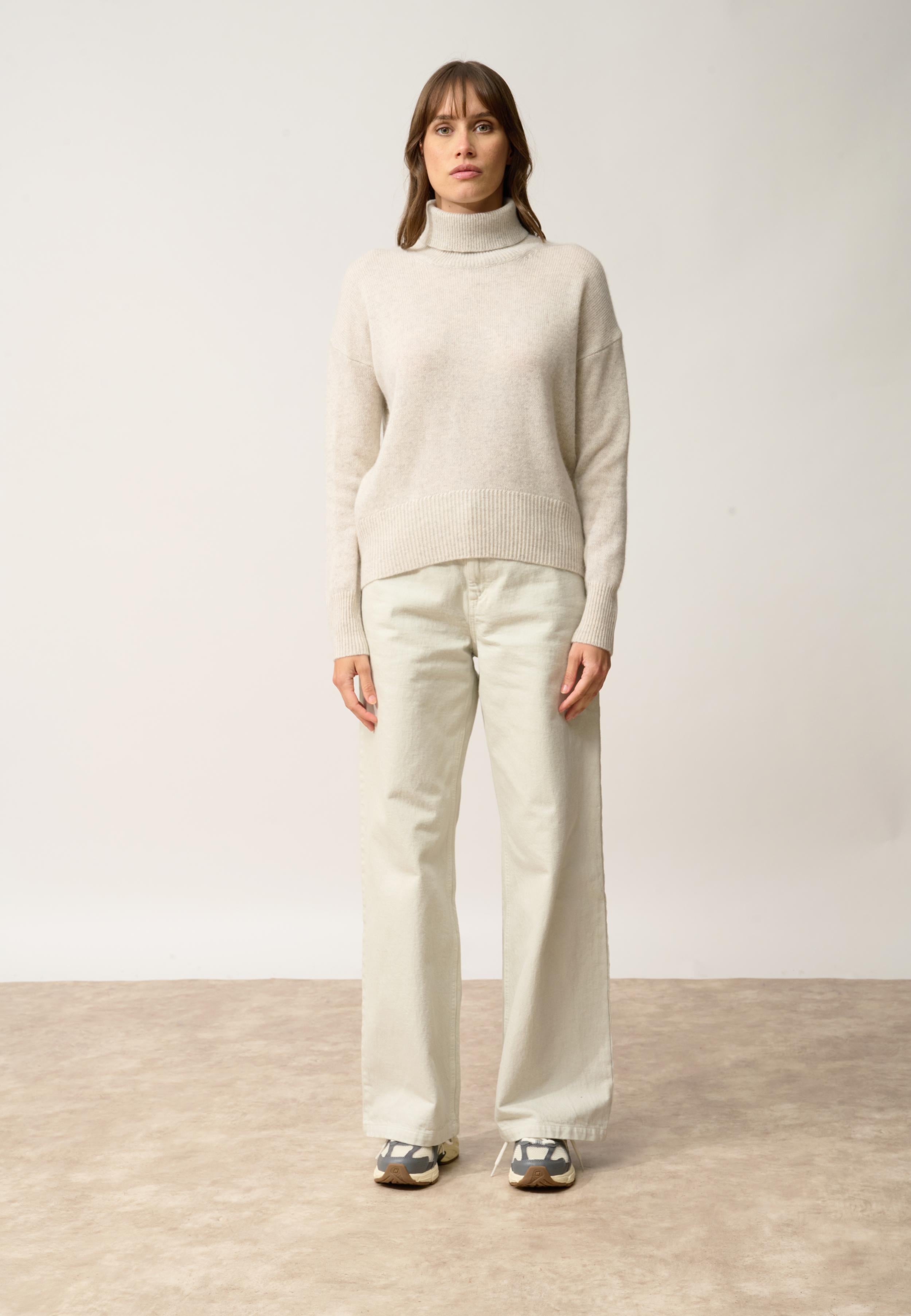 ROMANE pull col roulé gris perle chiné