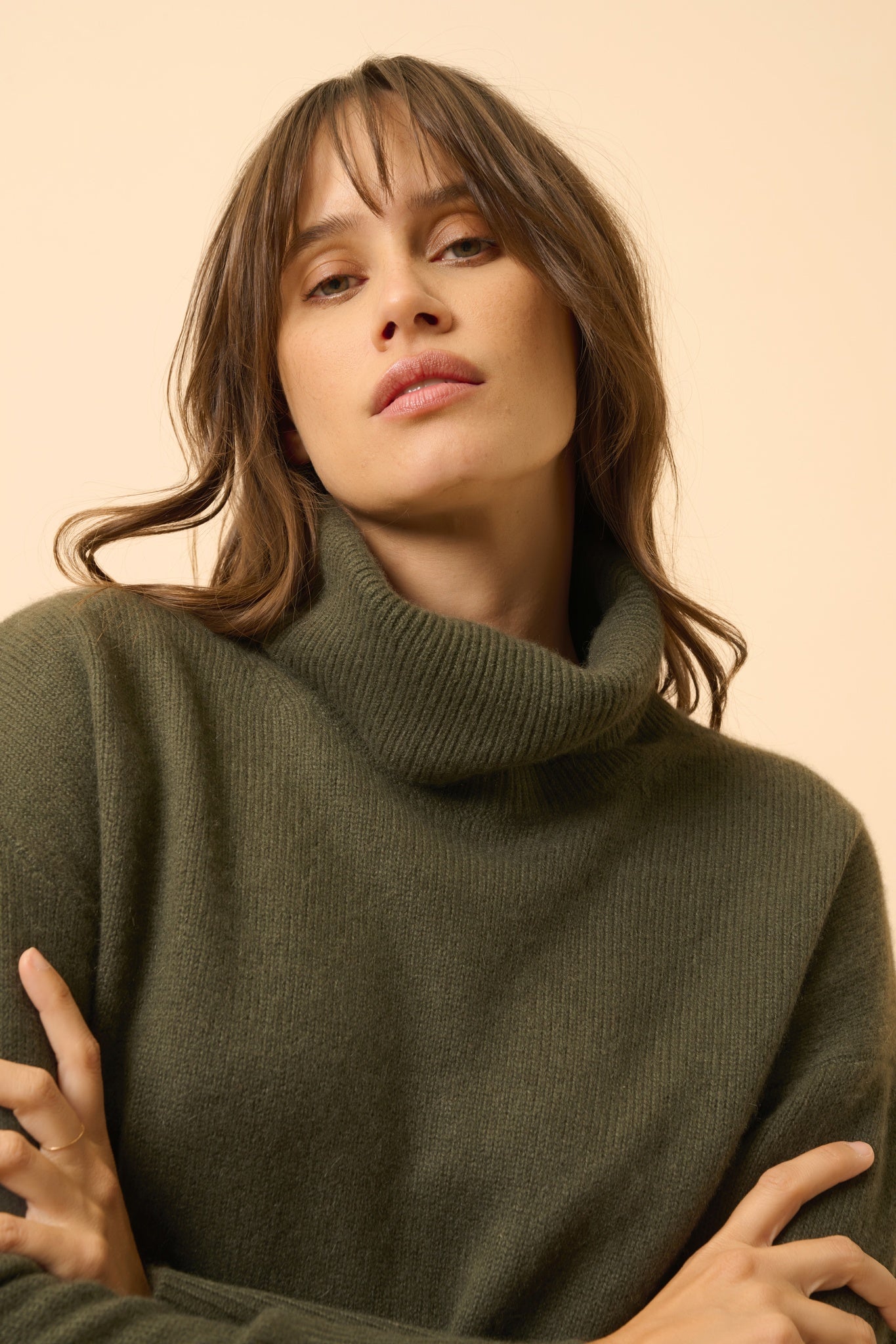 ROMANE pull col roulé kaki