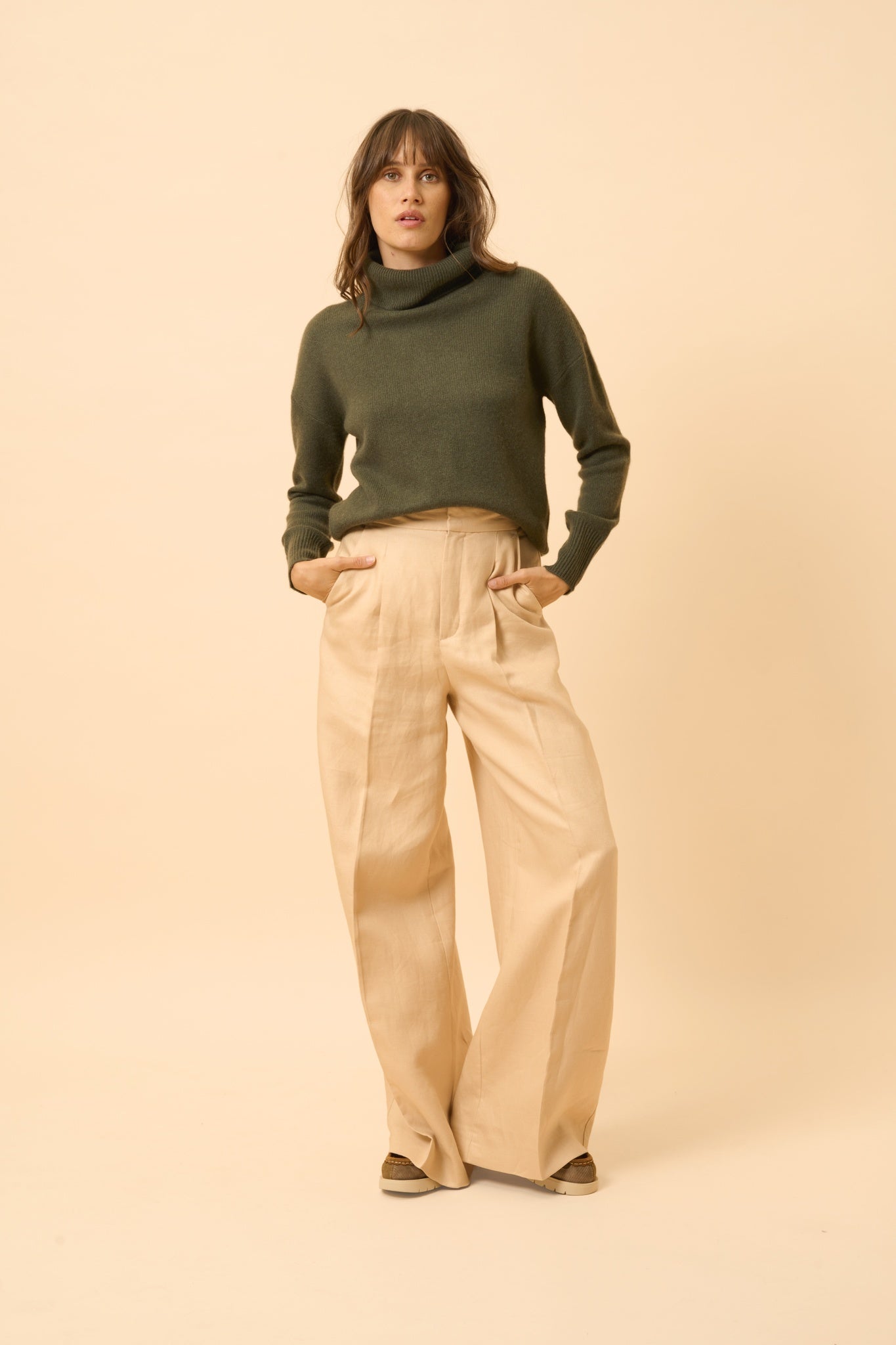 ROMANE pull col roulé kaki