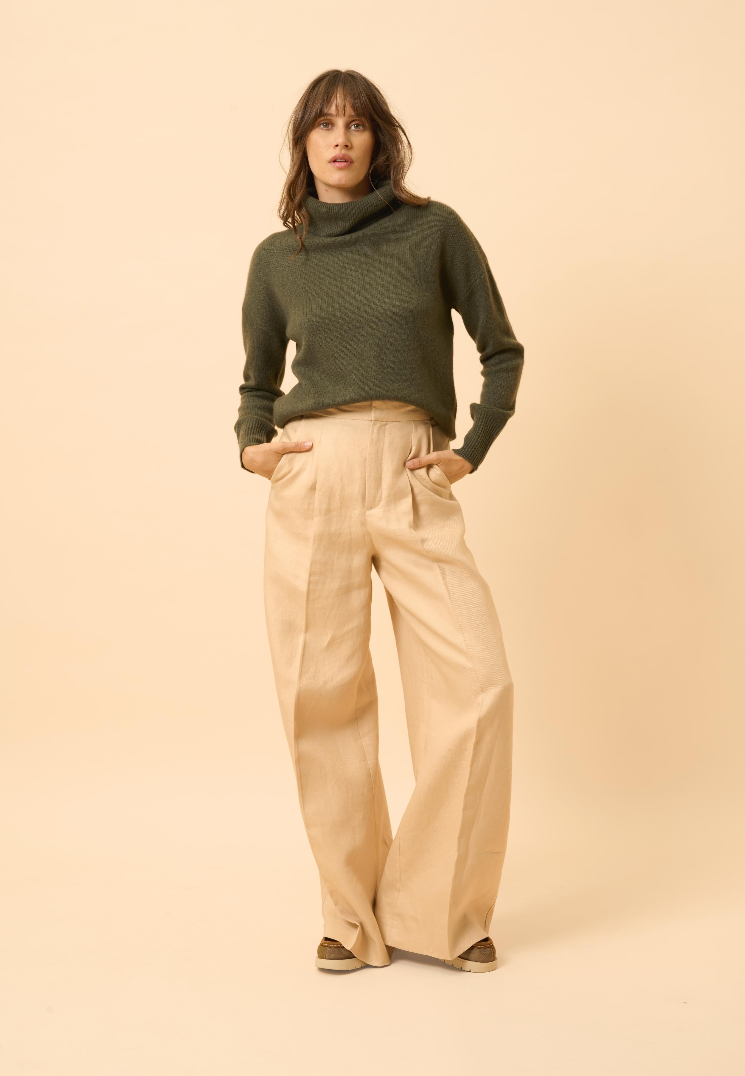 ROMANE pull col roulé kaki