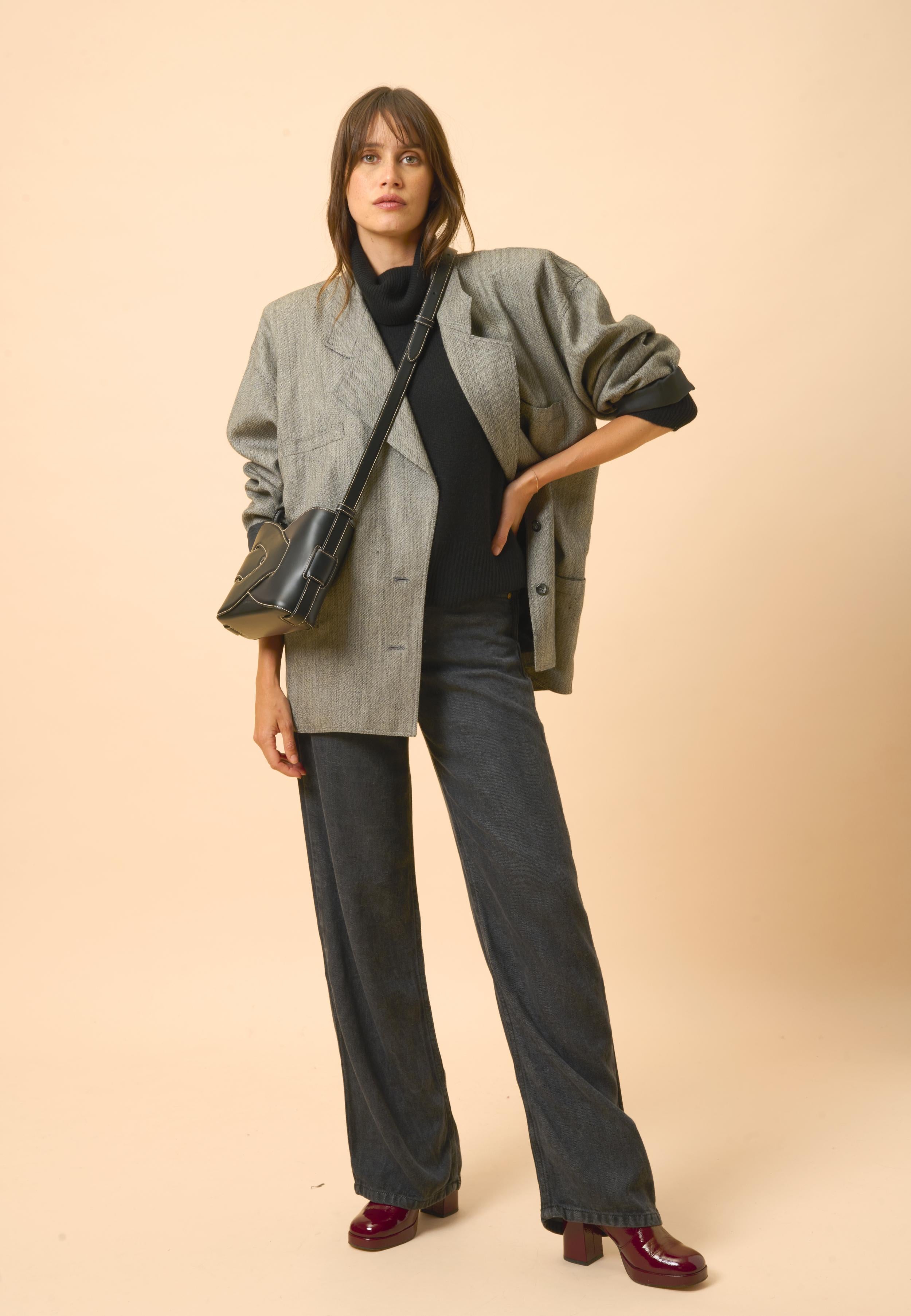 ROMANE pull col roulé noir