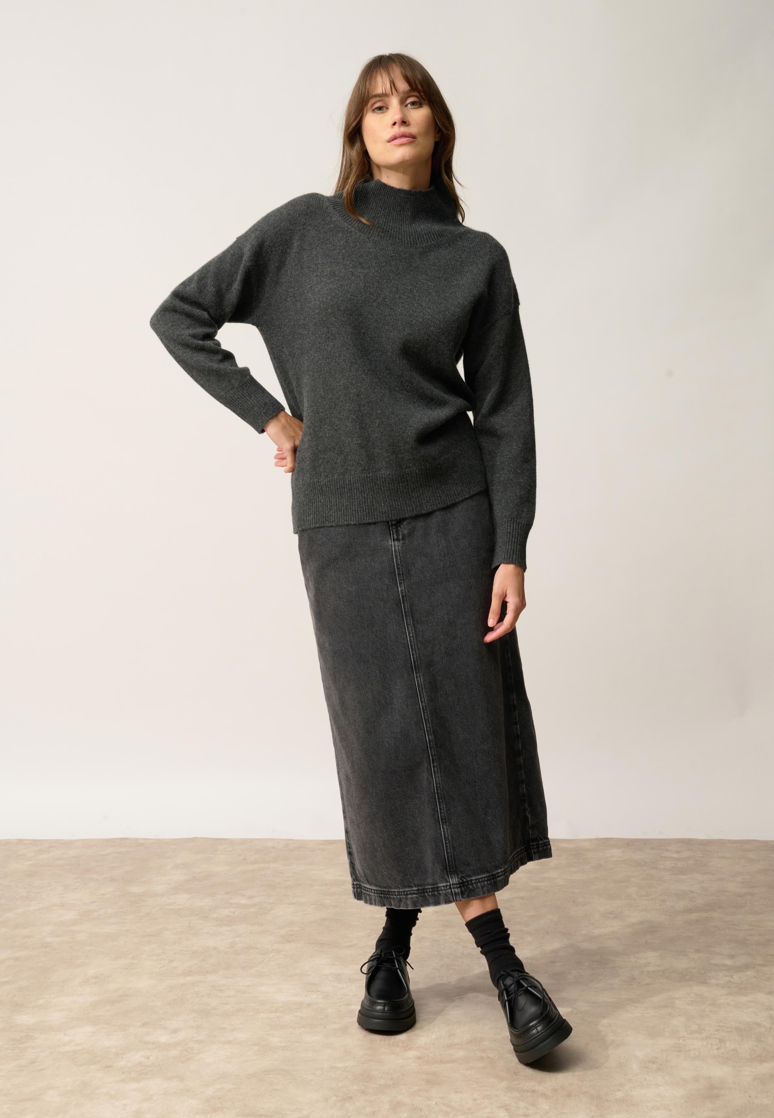 ROMY pull col montant carbone chiné