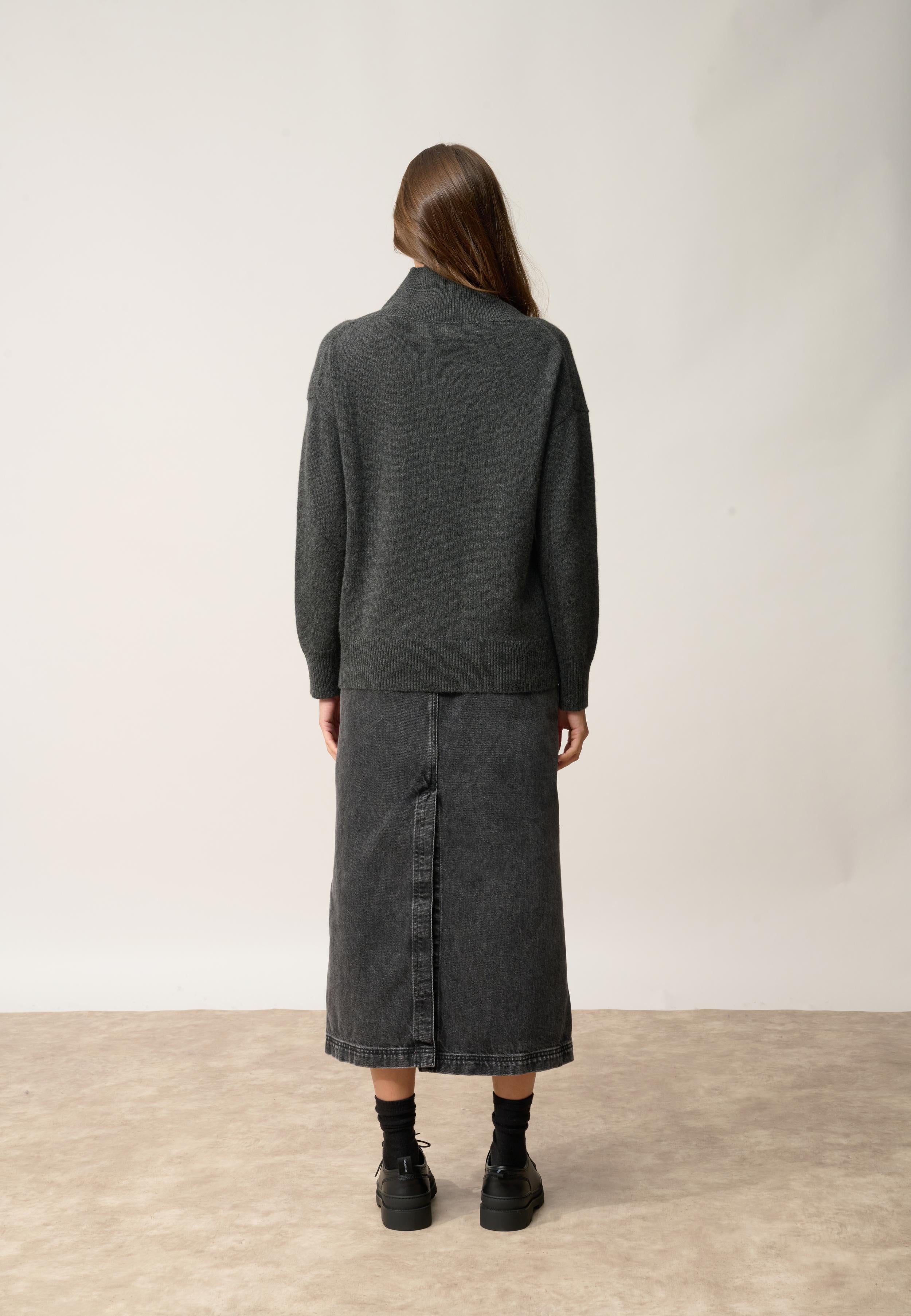 ROMY pull col montant carbone chiné