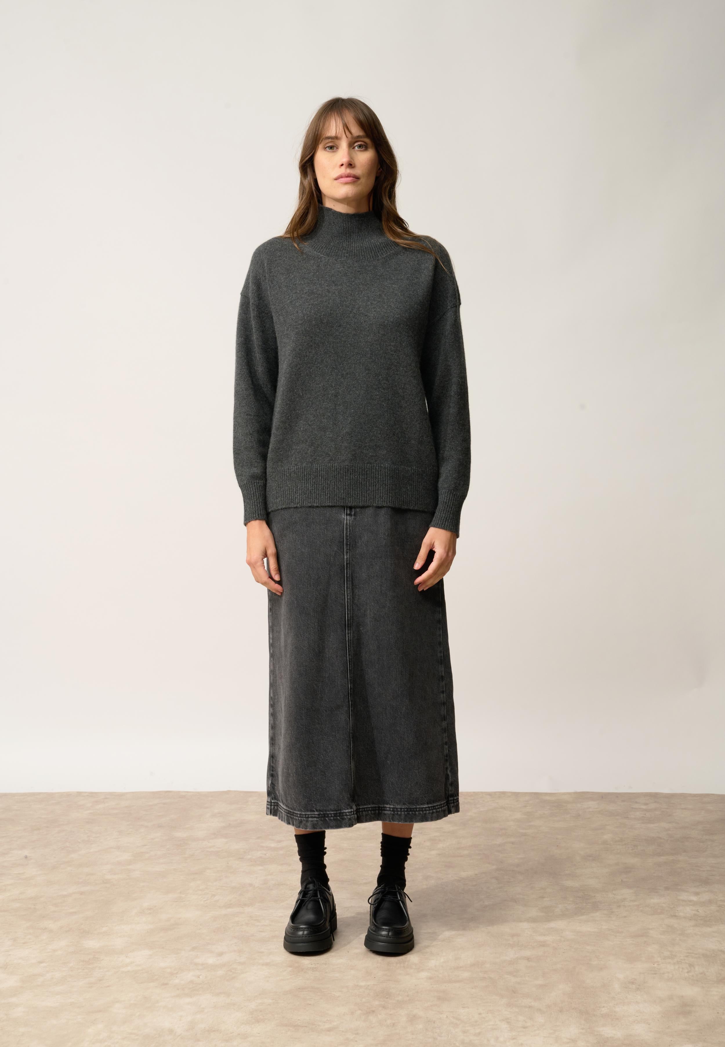 ROMY pull col montant carbone chiné