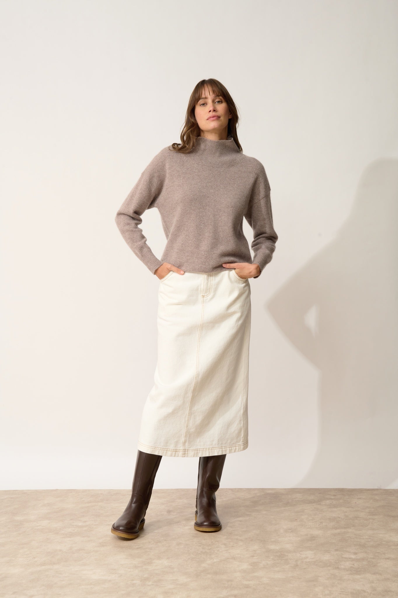 ROMY pull col montant caribou chiné