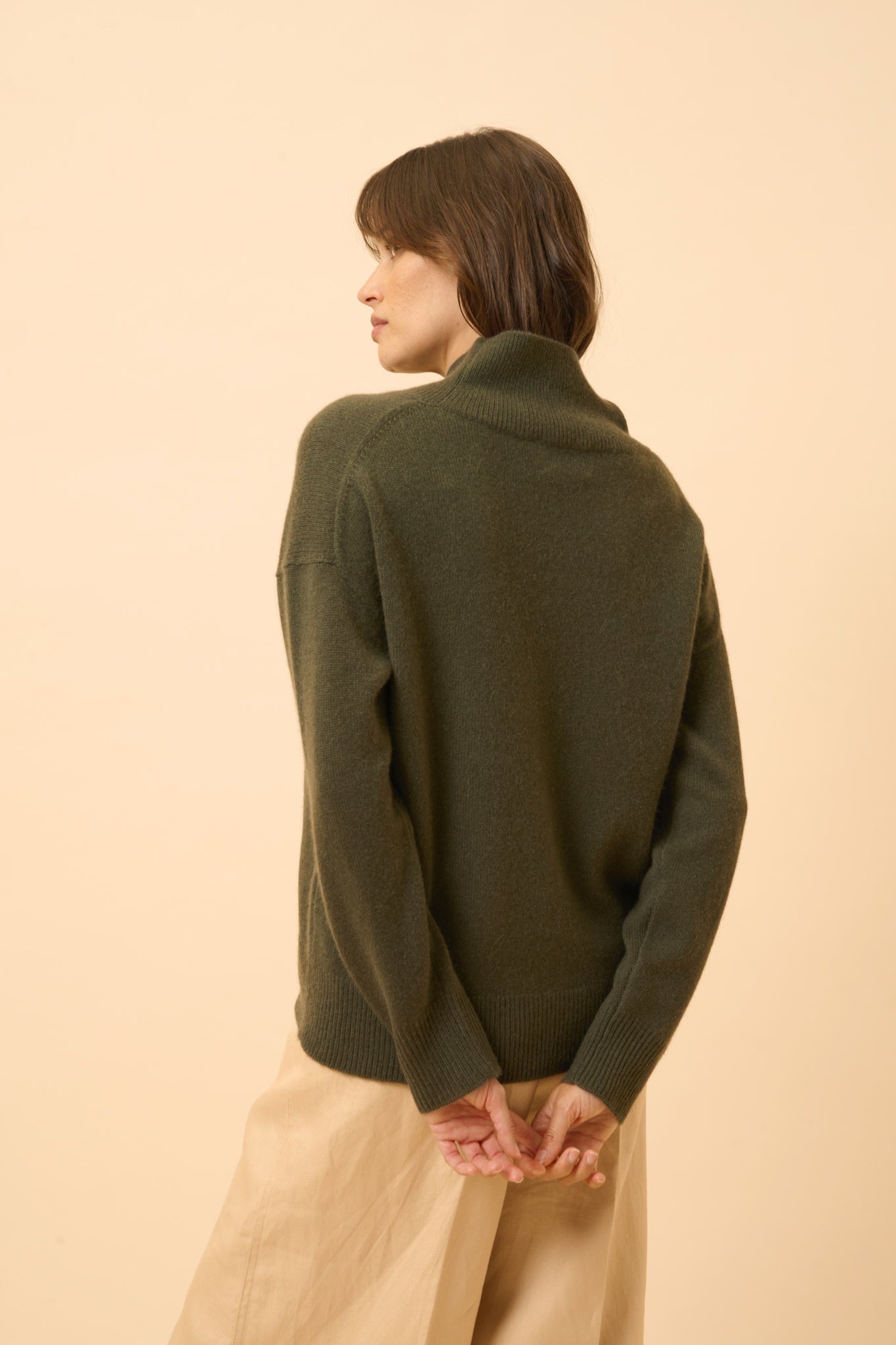 ROMY pull col montant kaki