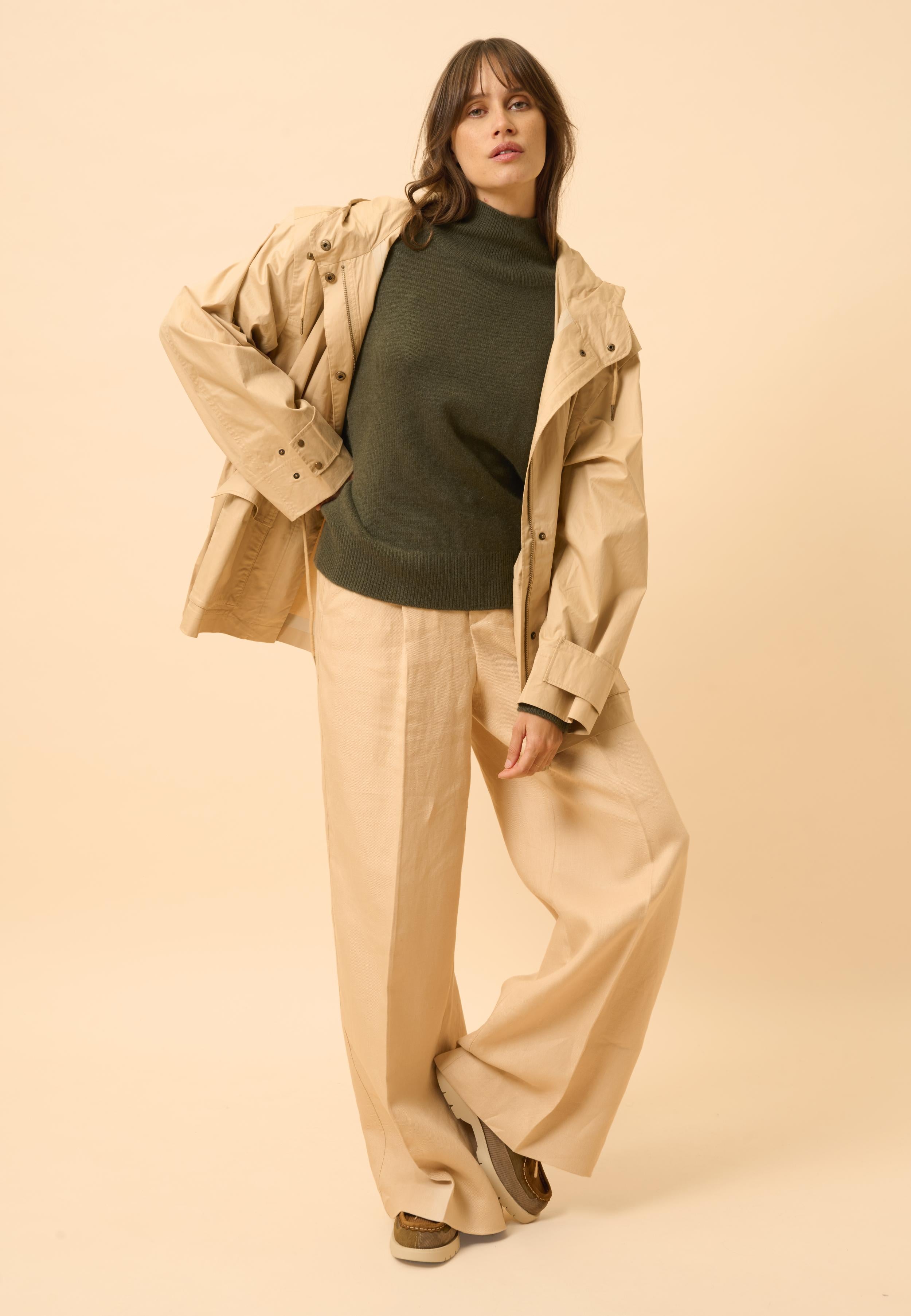 ROMY pull col montant kaki