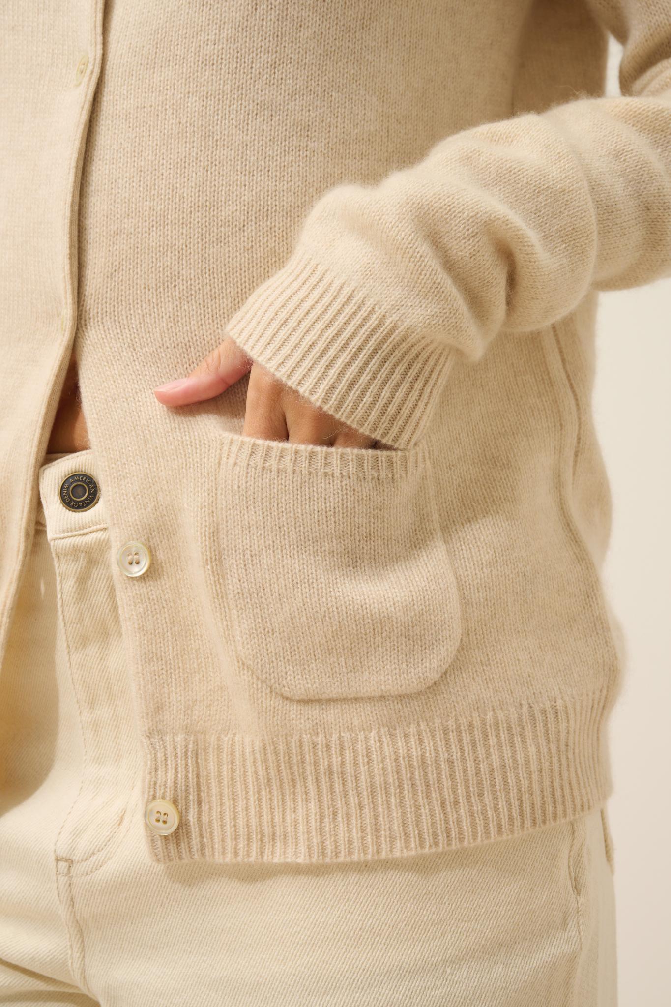 ROSE cardigan col rond avoine
