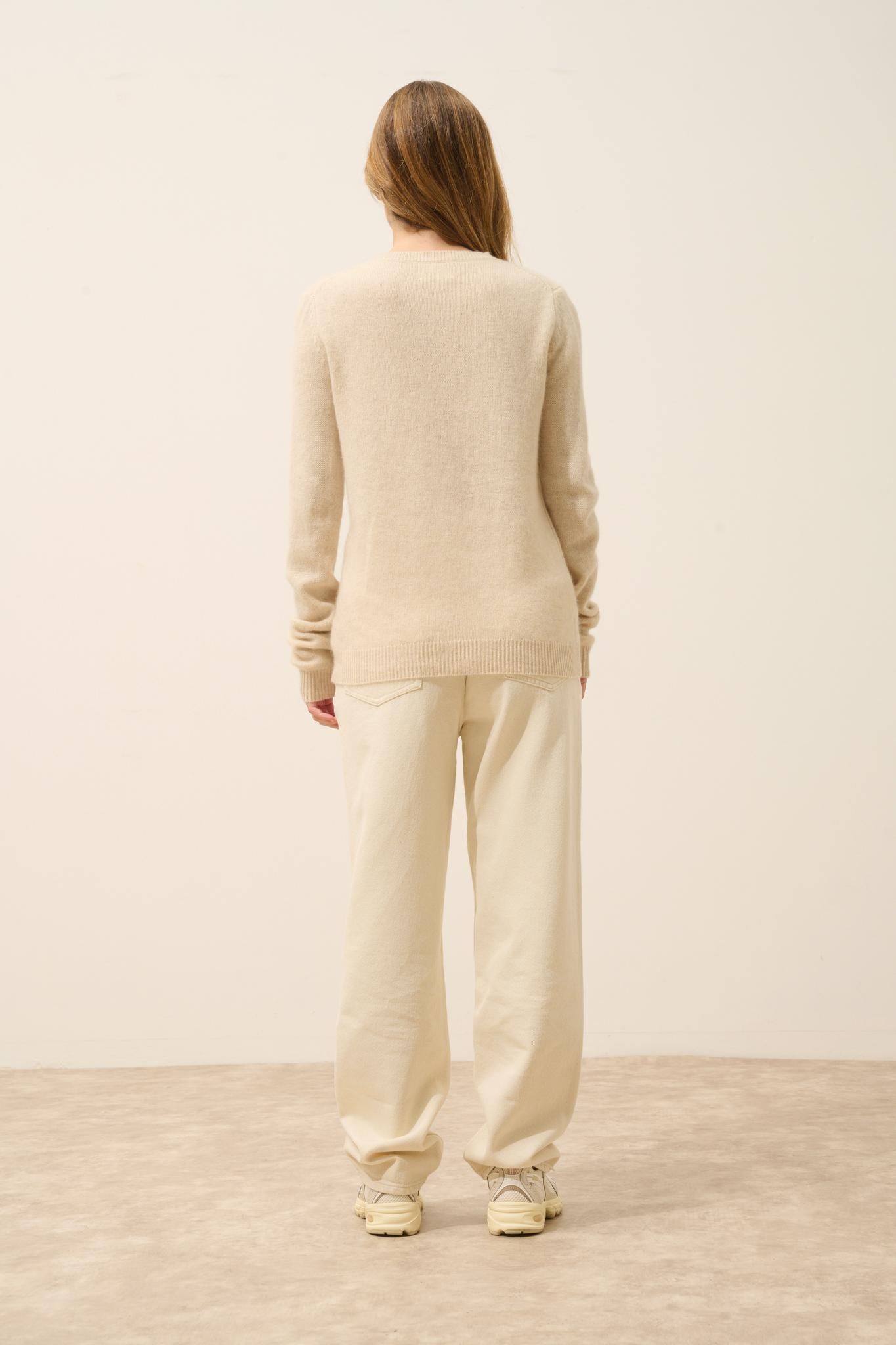 ROSE cardigan col rond avoine